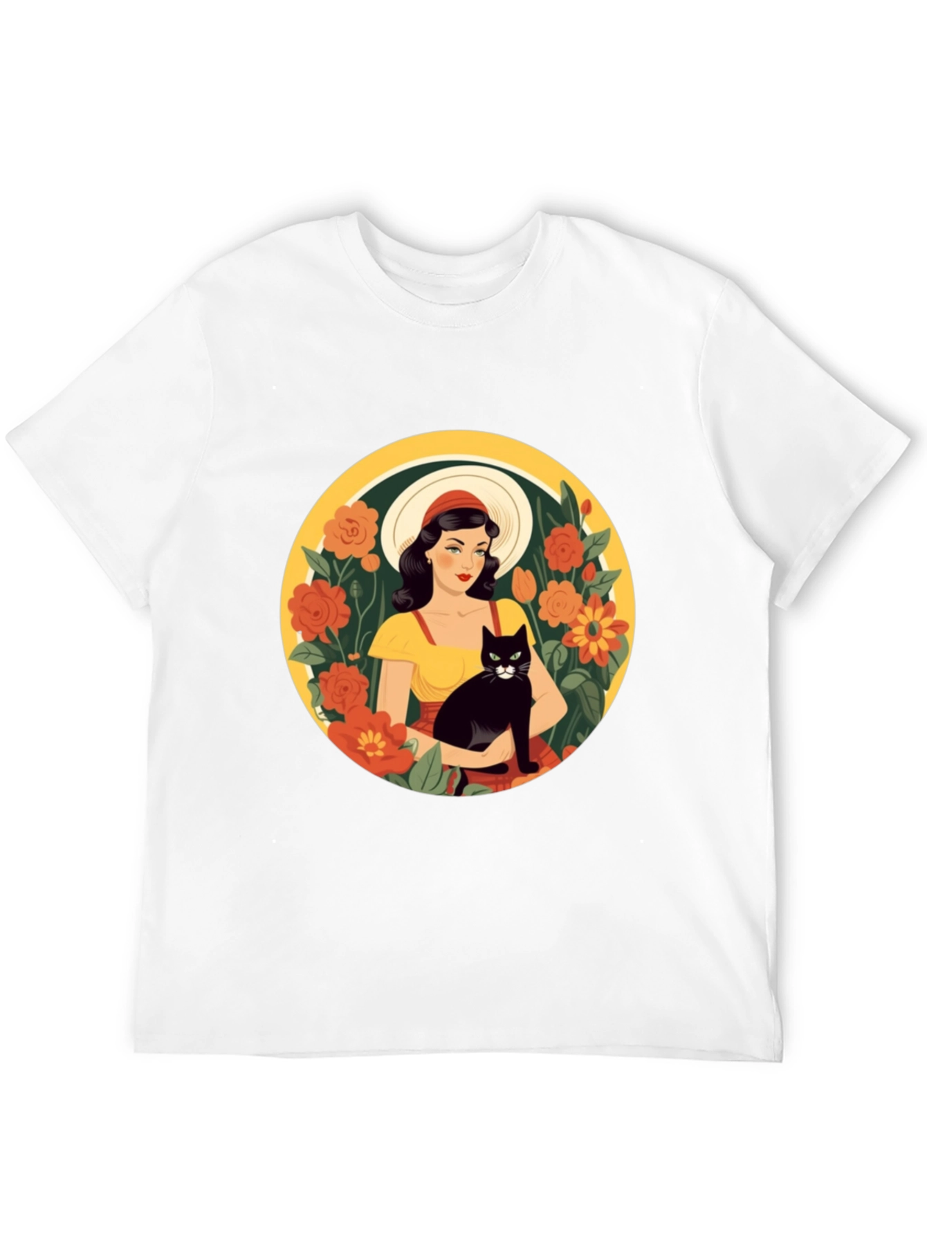Black Woman with Cat T-Shirt - Retro Style view 12