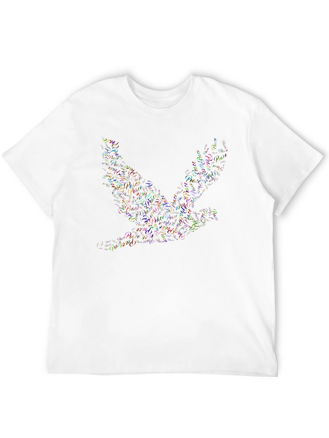Black Peace Dove Word Art Men's Black T-Shirt view 12