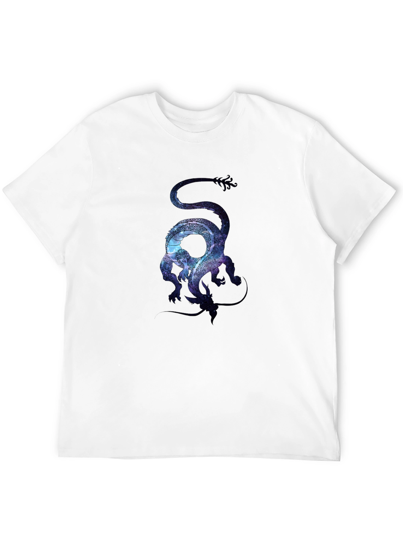 Black Galaxy Dragon Graphic Tee - Stylish Men's Black T-Shirt view 12