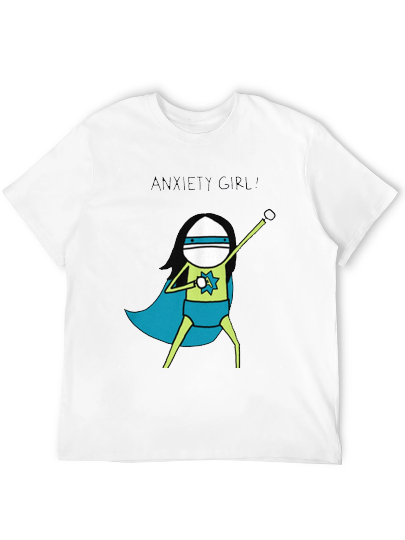 Black Anxiety Girl T-Shirt - Super Hero Graphic Tee view 12