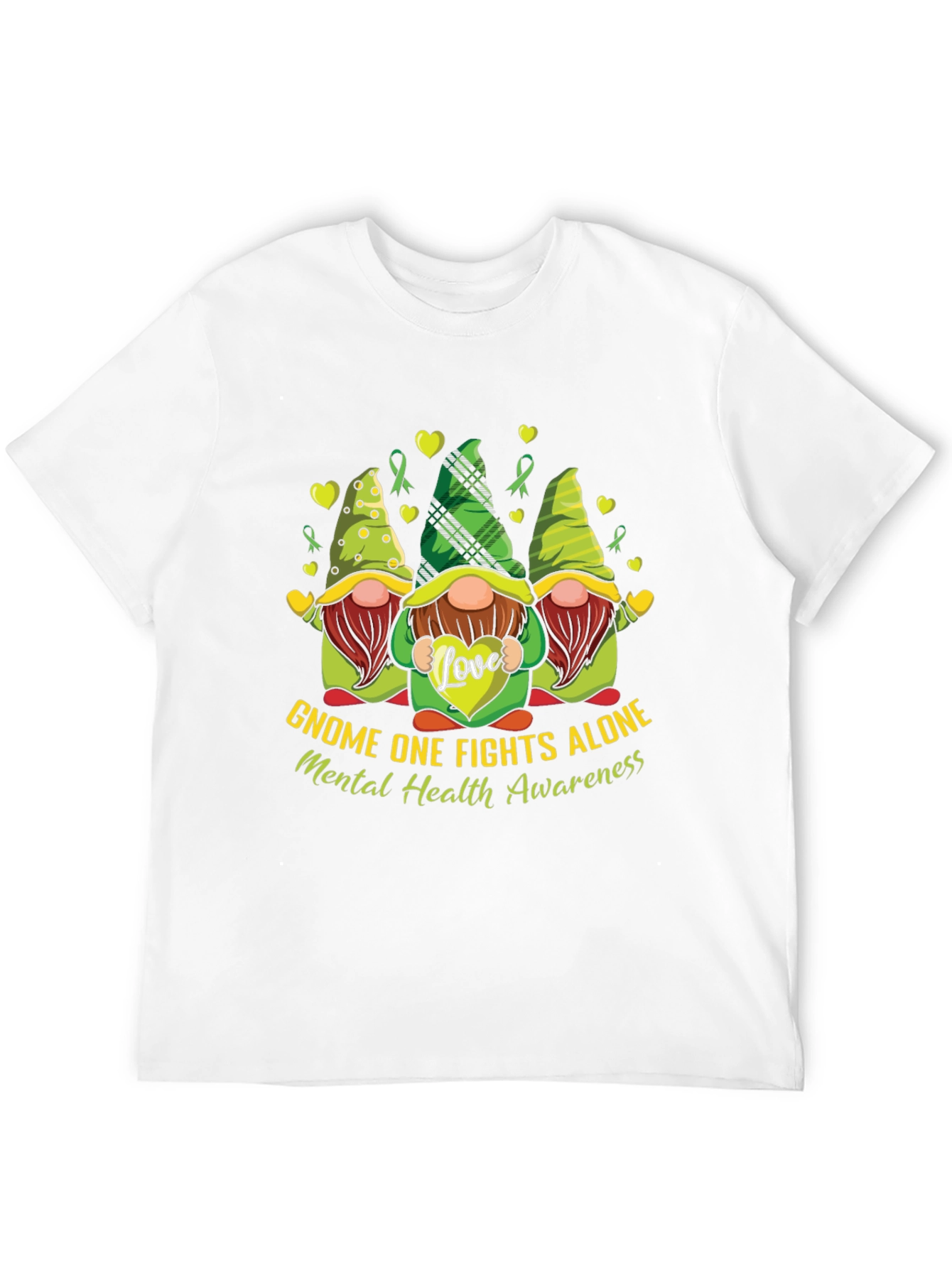 Black Gnome One Fights Alone Mental Health Awareness T-Shirt view 12