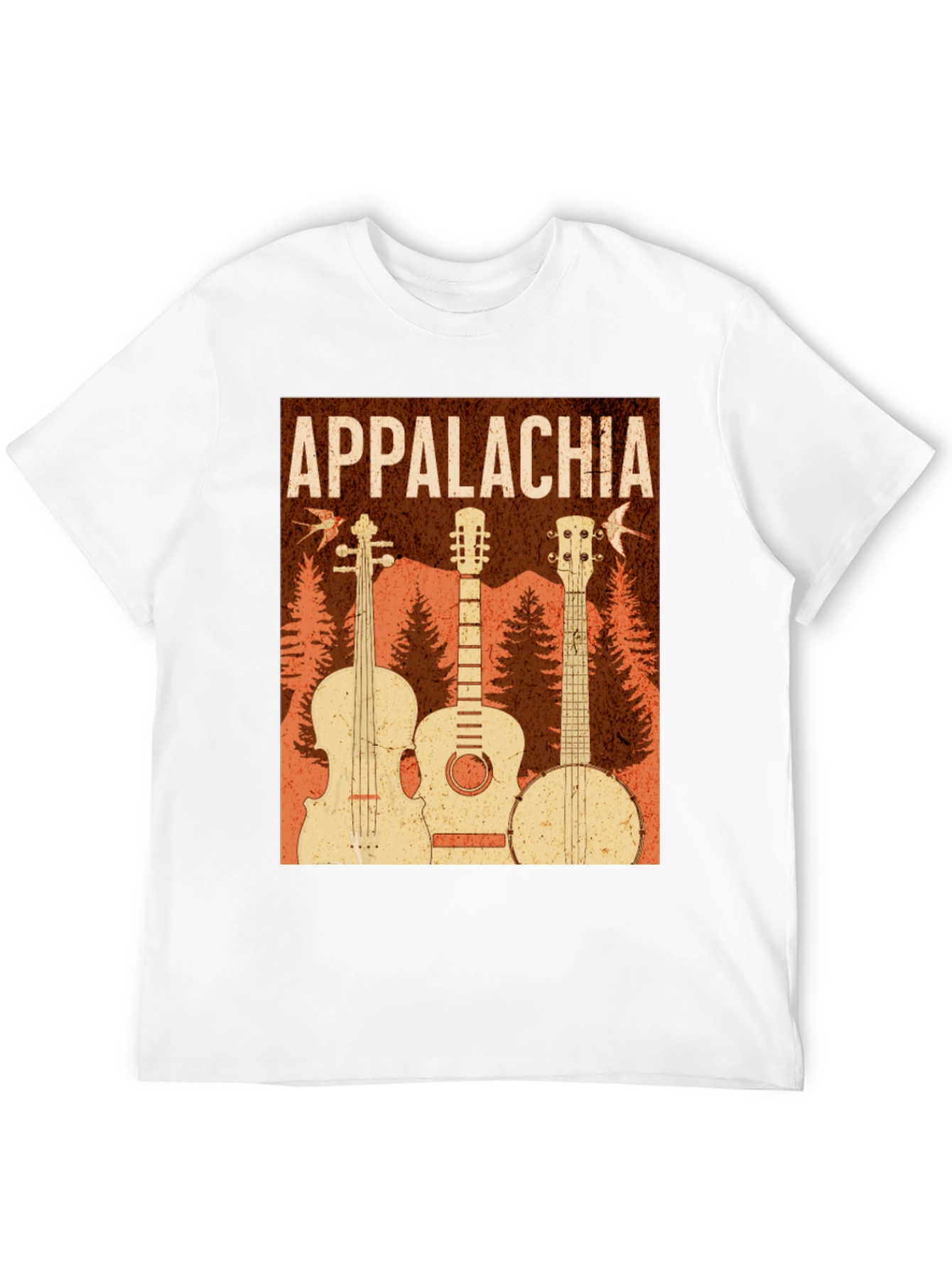 Black Appalachia Music T-Shirt: Vintage Guitar, Banjo & Fiddle view 12
