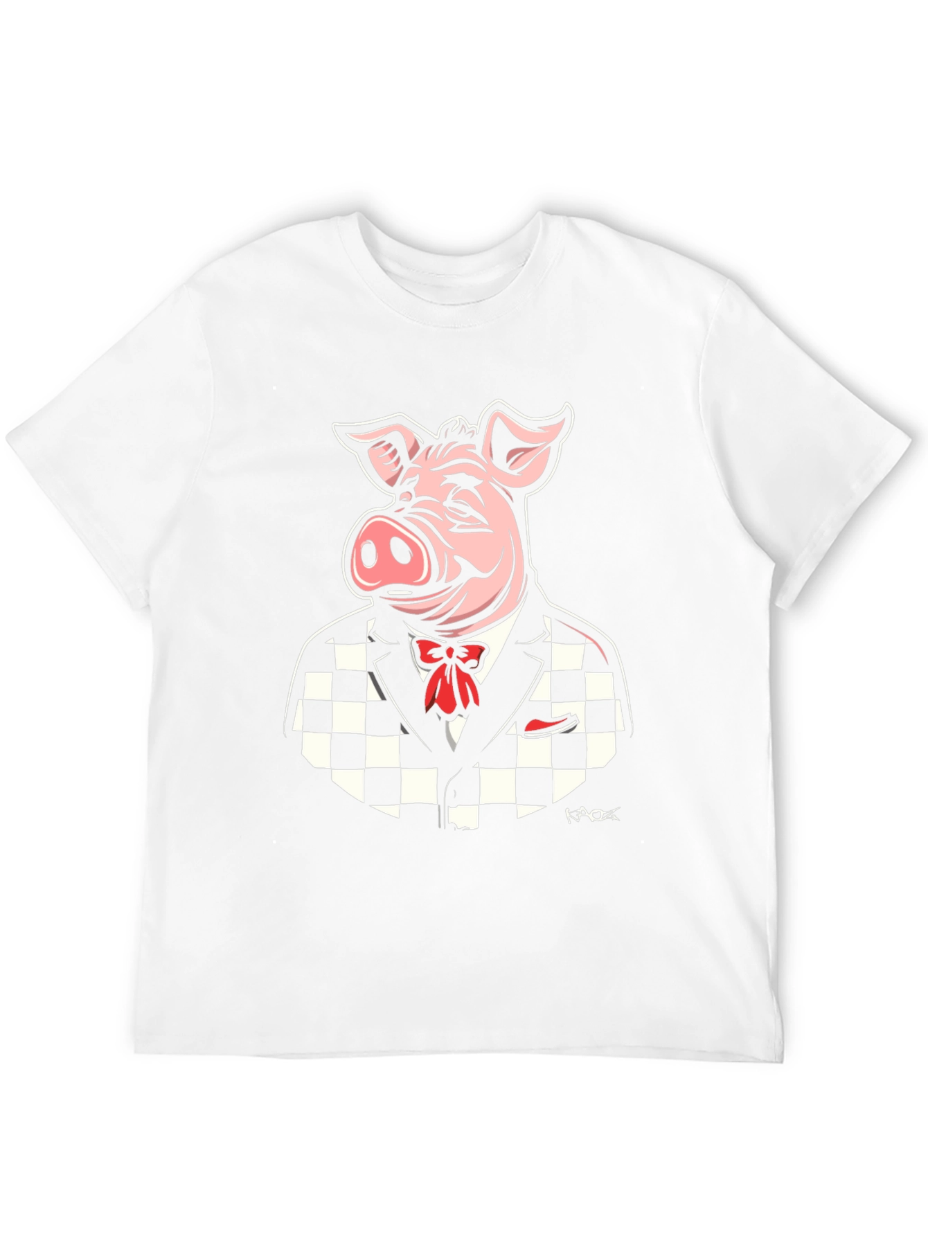 Black Dapper Pig T-Shirt - Black Checker Suit view 12