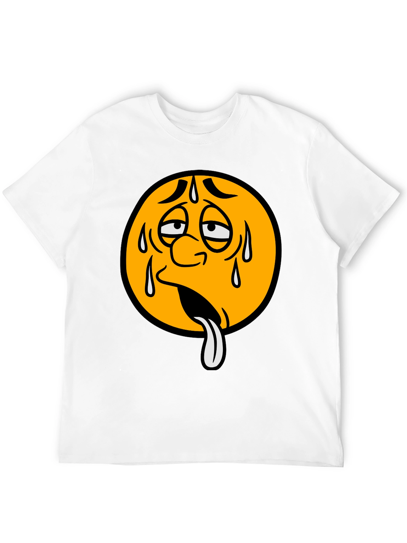 Black Sweating Emoji Graphic T-Shirt - Unisex view 12
