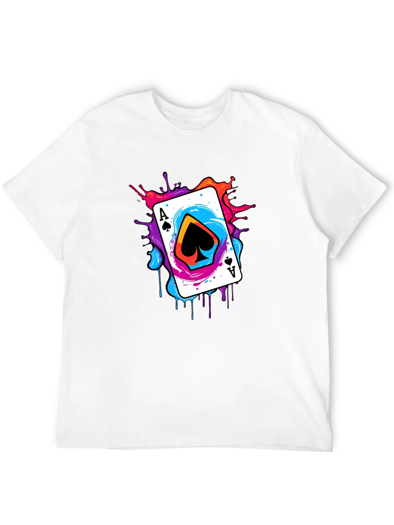 Black Ace of Spades Graphic Tee - Colorful Card Design view 12
