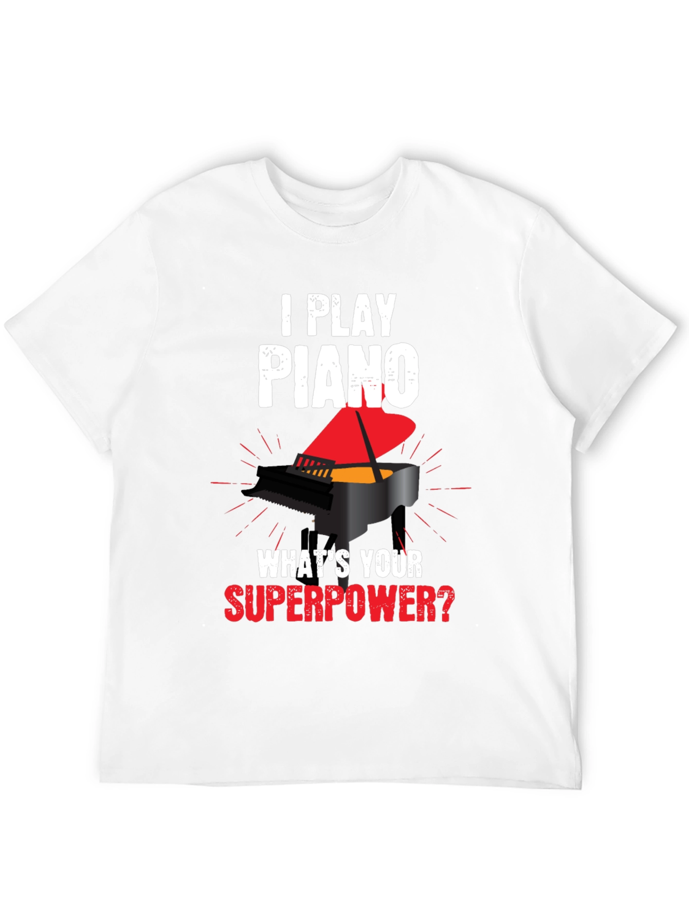 Black I Play Piano Superpower Graphic T-Shirt view 12