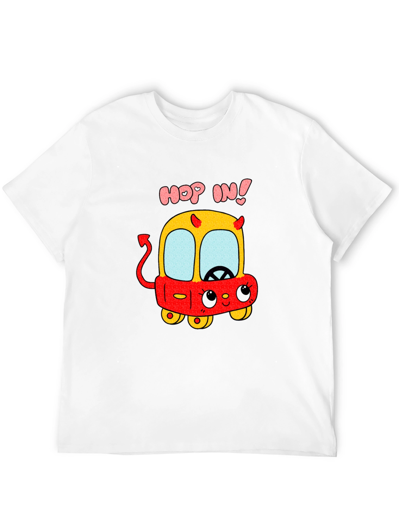 Black Funny Cartoon Devil Car T-Shirt - Hop In! view 12