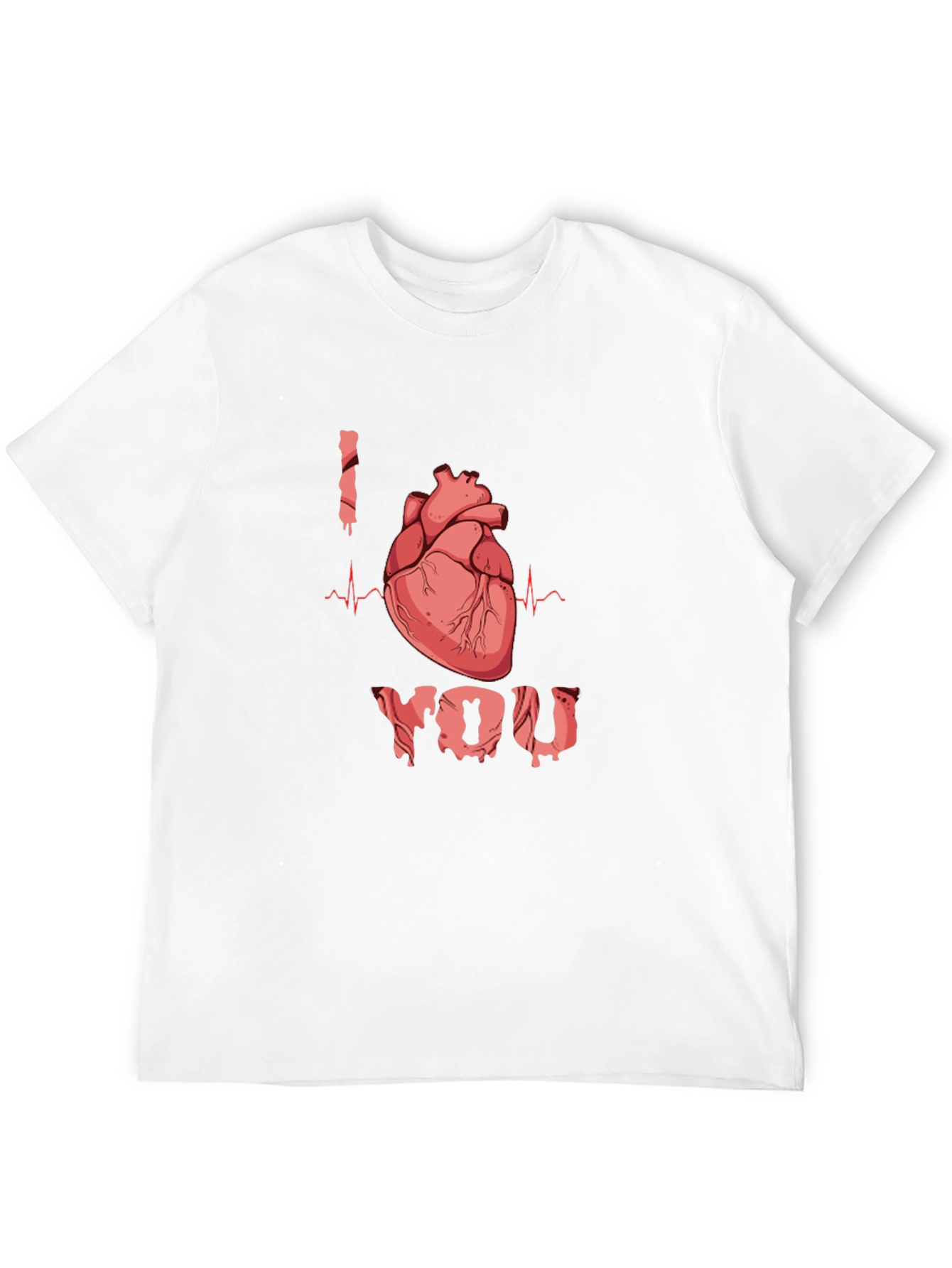 Black I Heart You T-Shirt - Anatomical Heart Design view 12