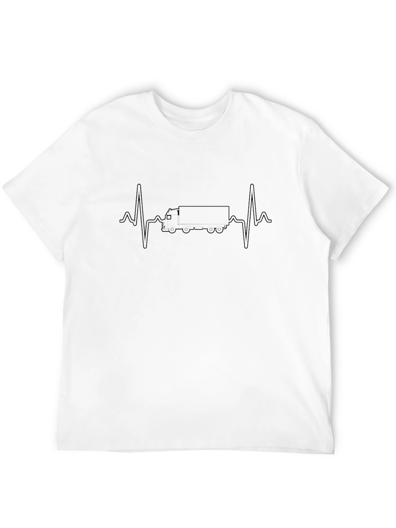 Trucker Heartbeat T-Shirt - Black Crew Neck Tee - 12