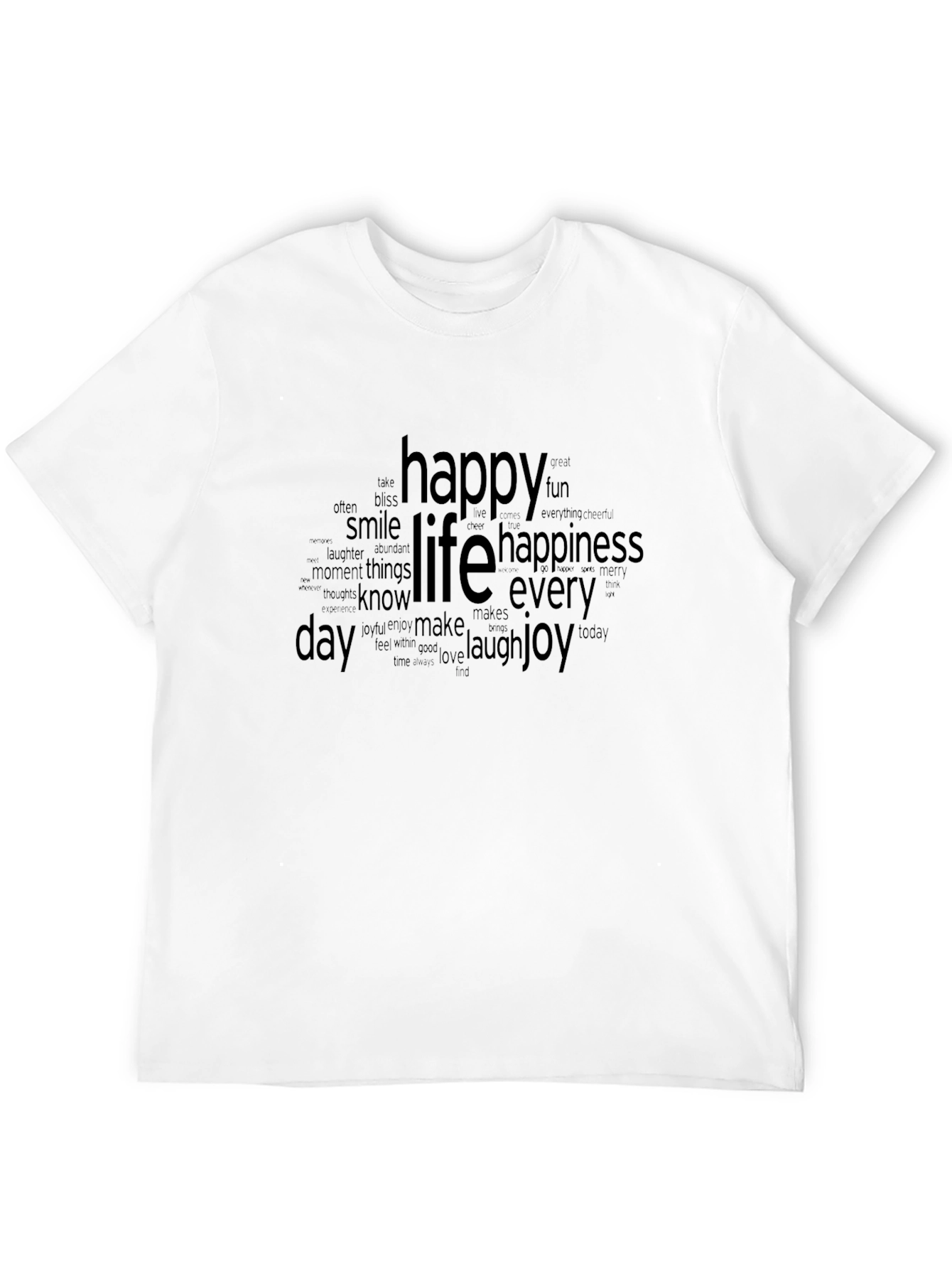 Black Happy Life Word Art T-Shirt - Everyday Joy view 12
