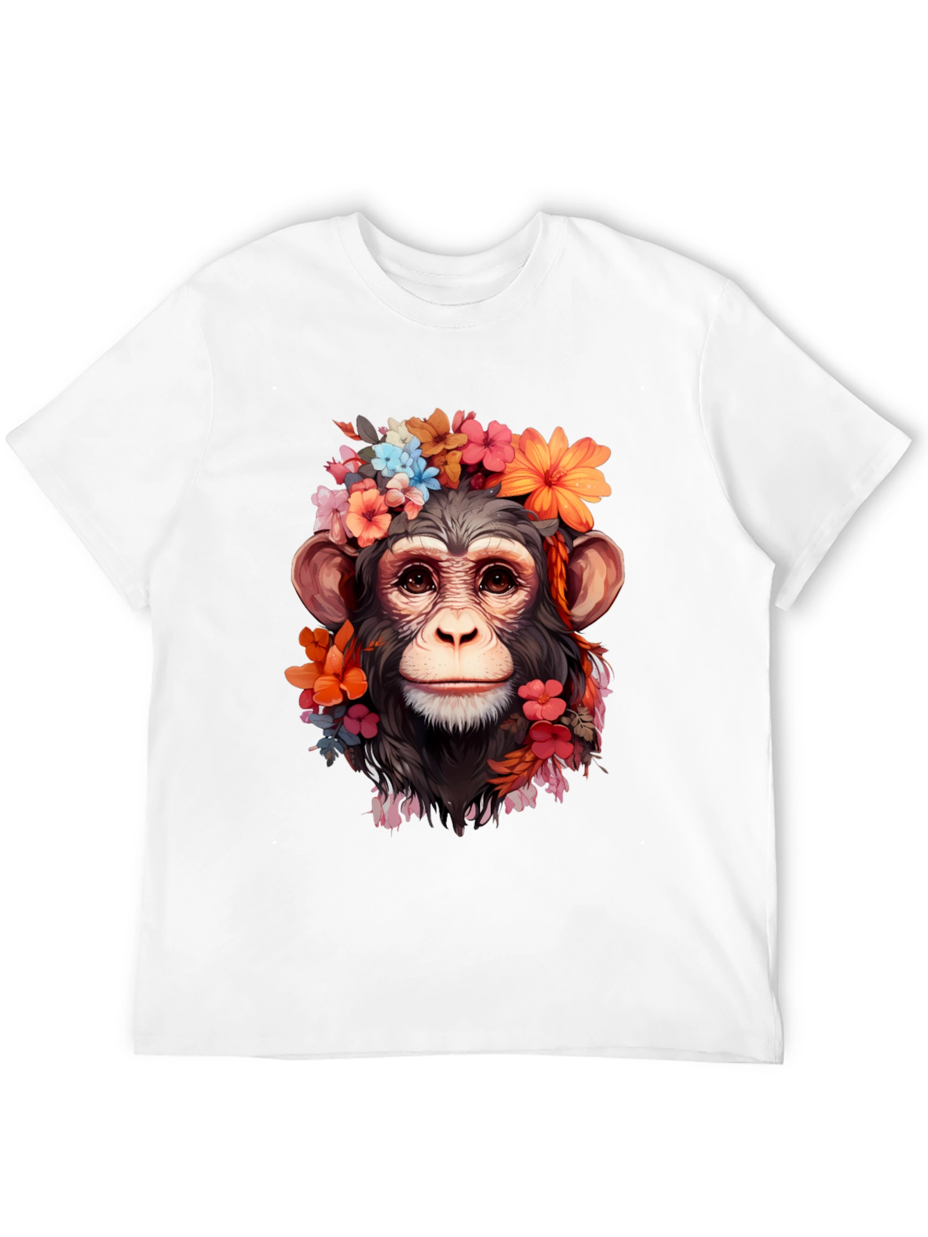 Black Floral Monkey T-Shirt - Unique Graphic Tee view 12