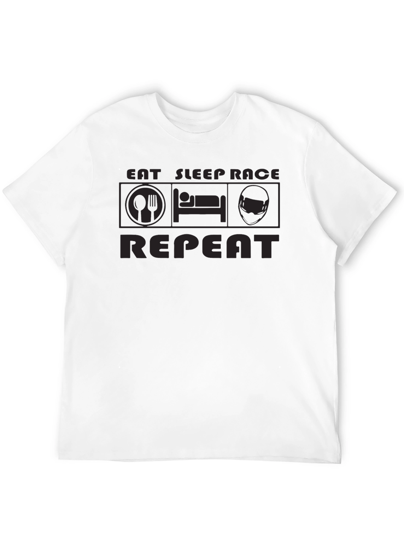 Black Eat Sleep Race Repeat Black T-Shirt view 12