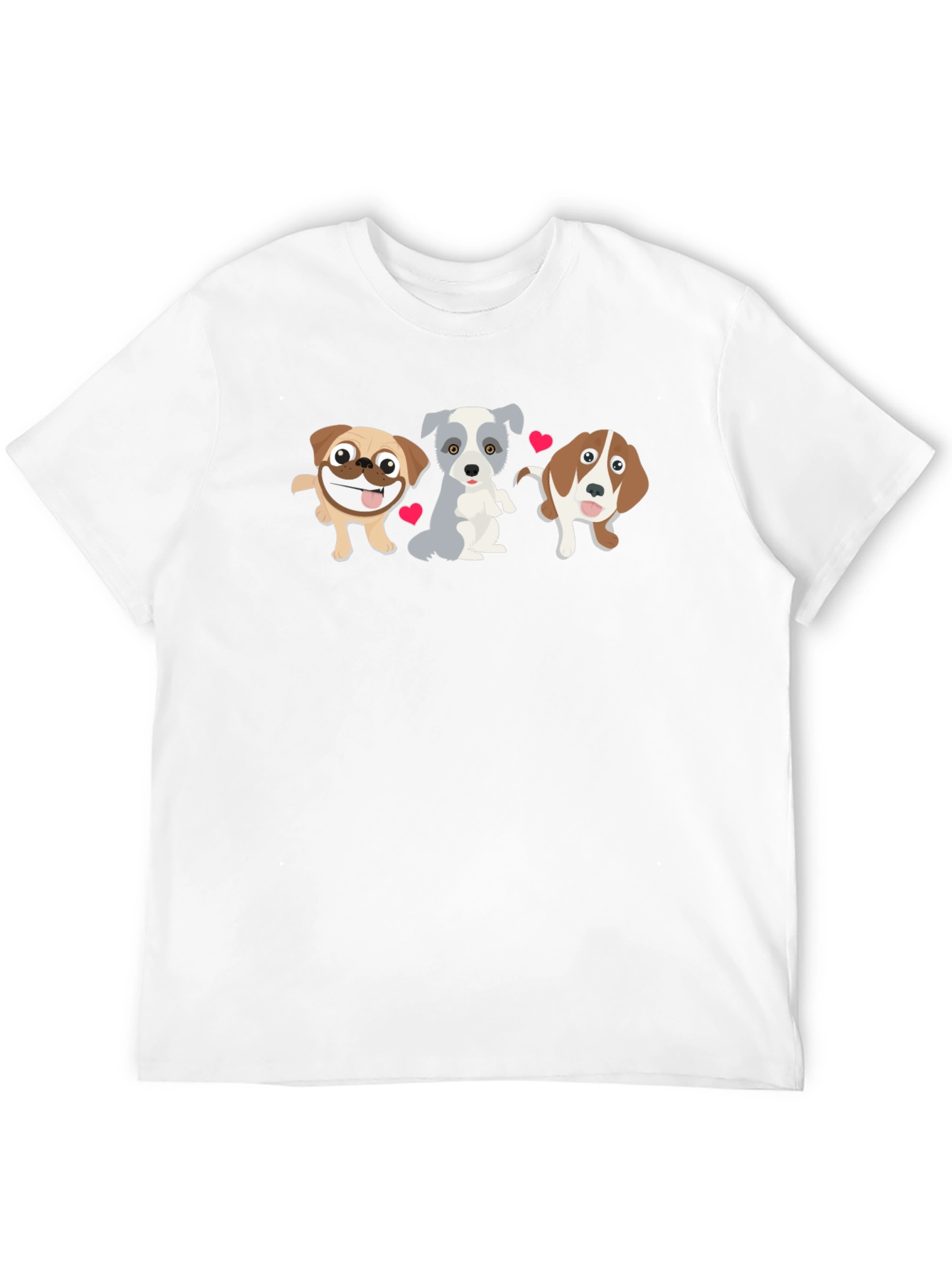 Black Cute Cartoon Dogs Black T-Shirt view 12