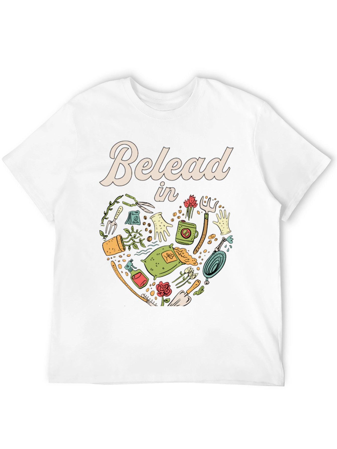 Black Gardening T-Shirt - "Belead in" Design - Black view 12