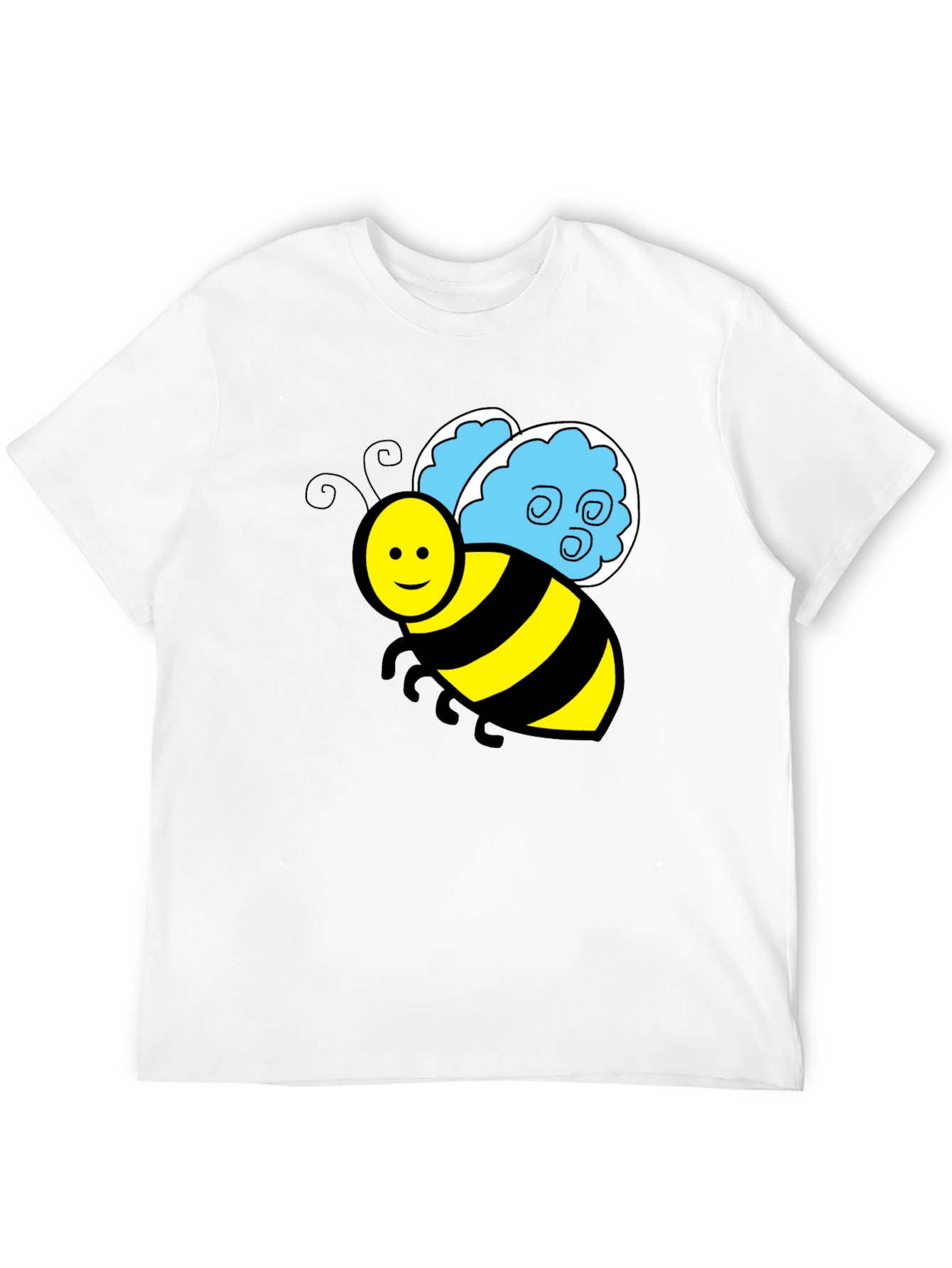 Black Cartoon Bee Graphic T-Shirt - Black Crew Neck Tee view 12