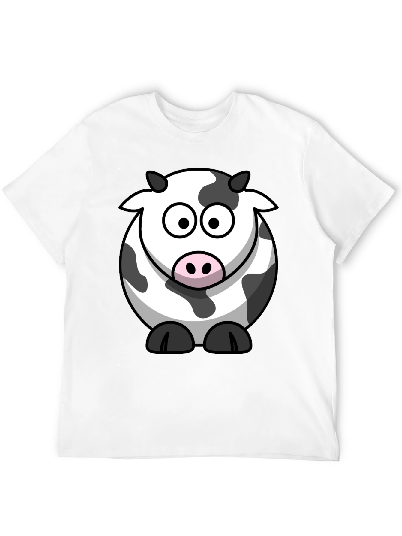 Black Cartoon Cow Graphic Tee - Black Cotton Comfort view 12