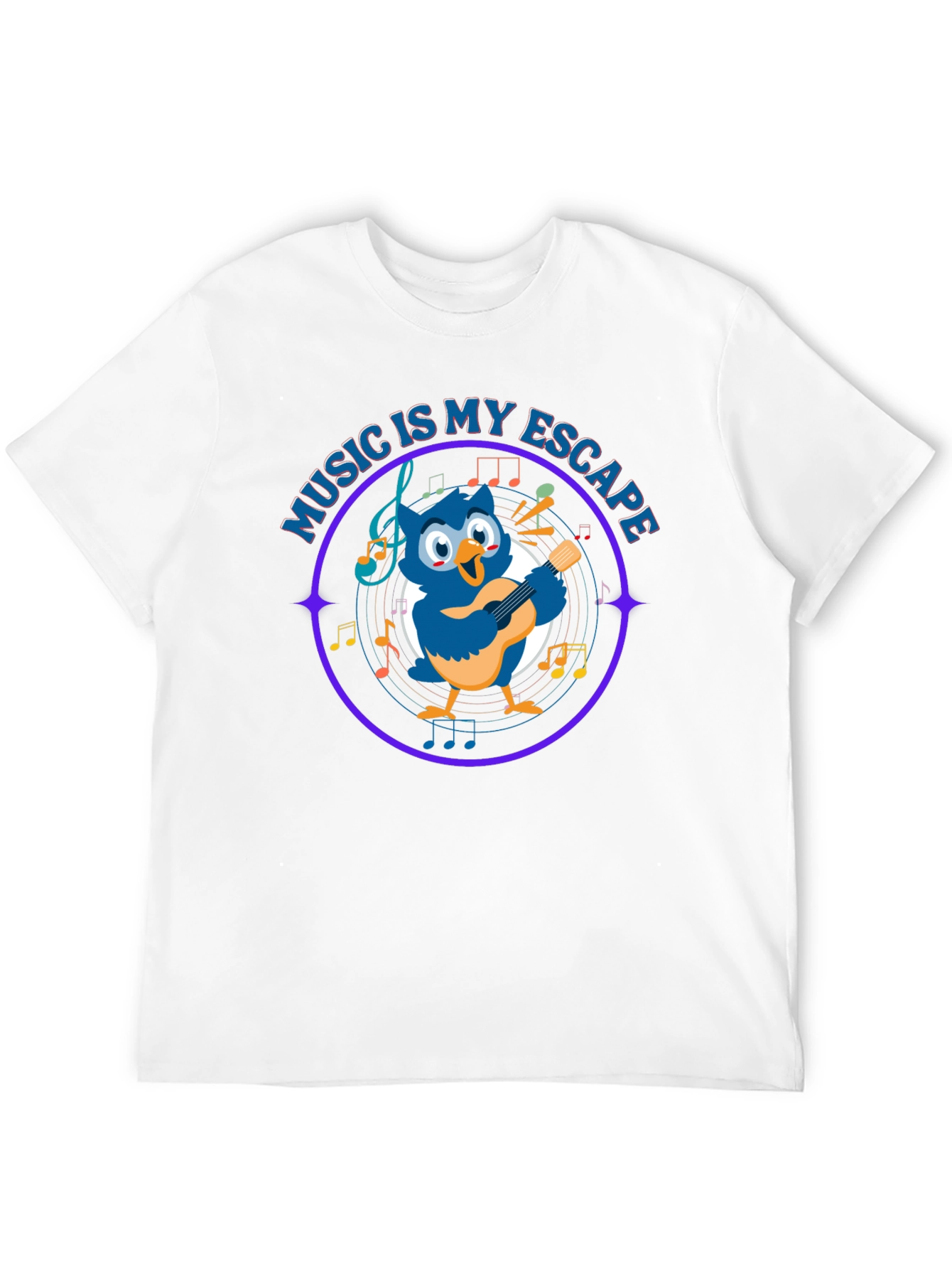Black Music Is My Escape T-Shirt with Cartoon Owl view 12