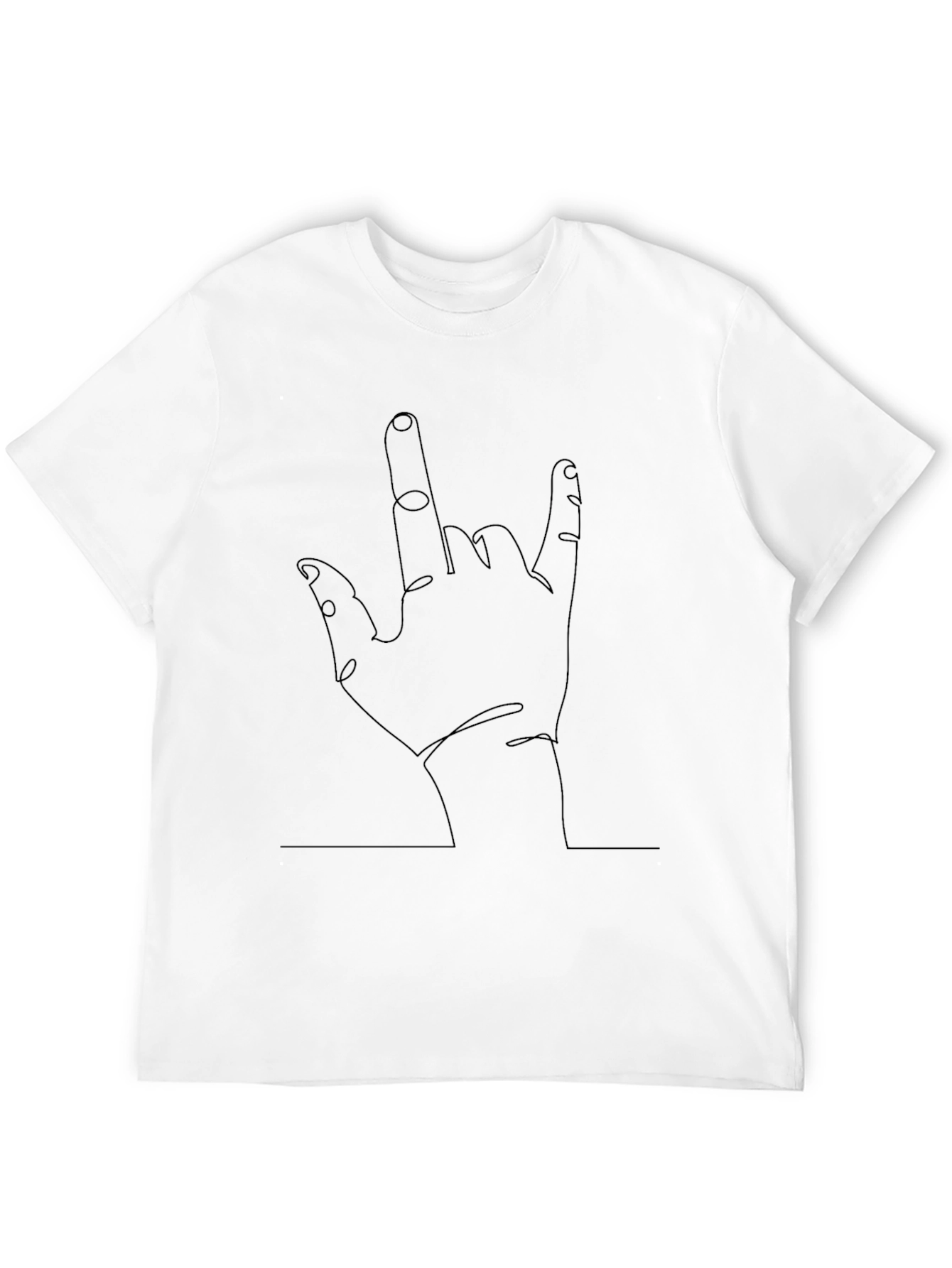 Black Minimalist Hand Sign Black T-Shirt view 12