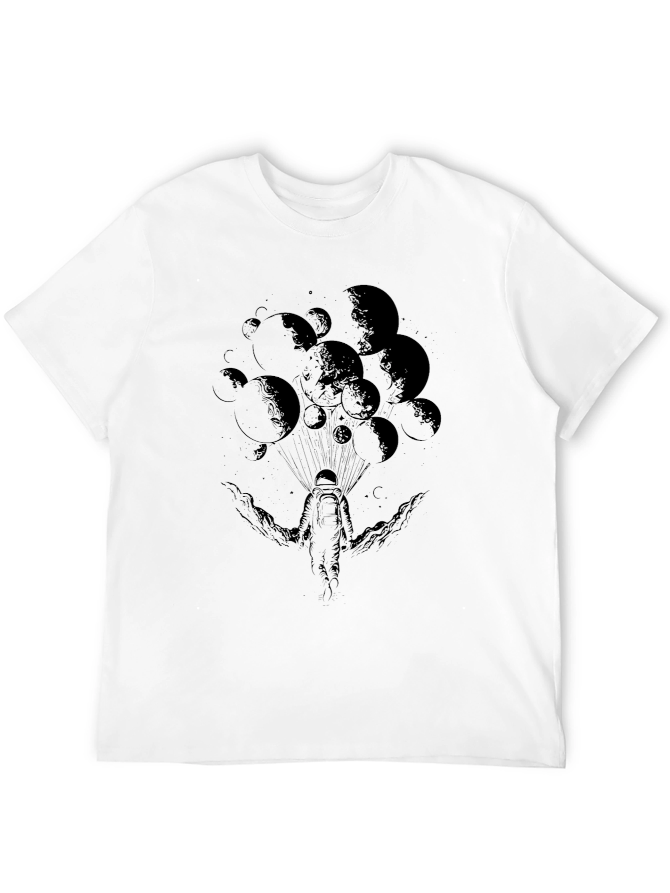 Black Astronaut Moon Graphic Tee - Black Cotton T-Shirt view 12