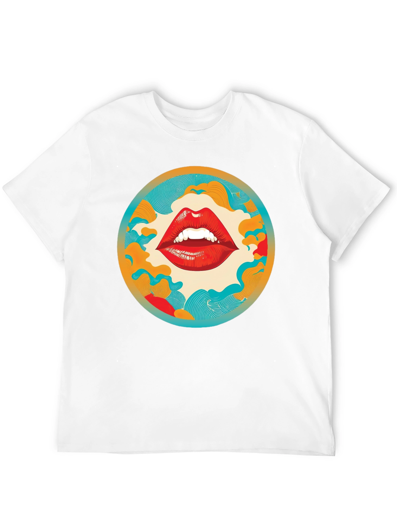 Black Graphic Lips Print Crew Neck Tee view 12