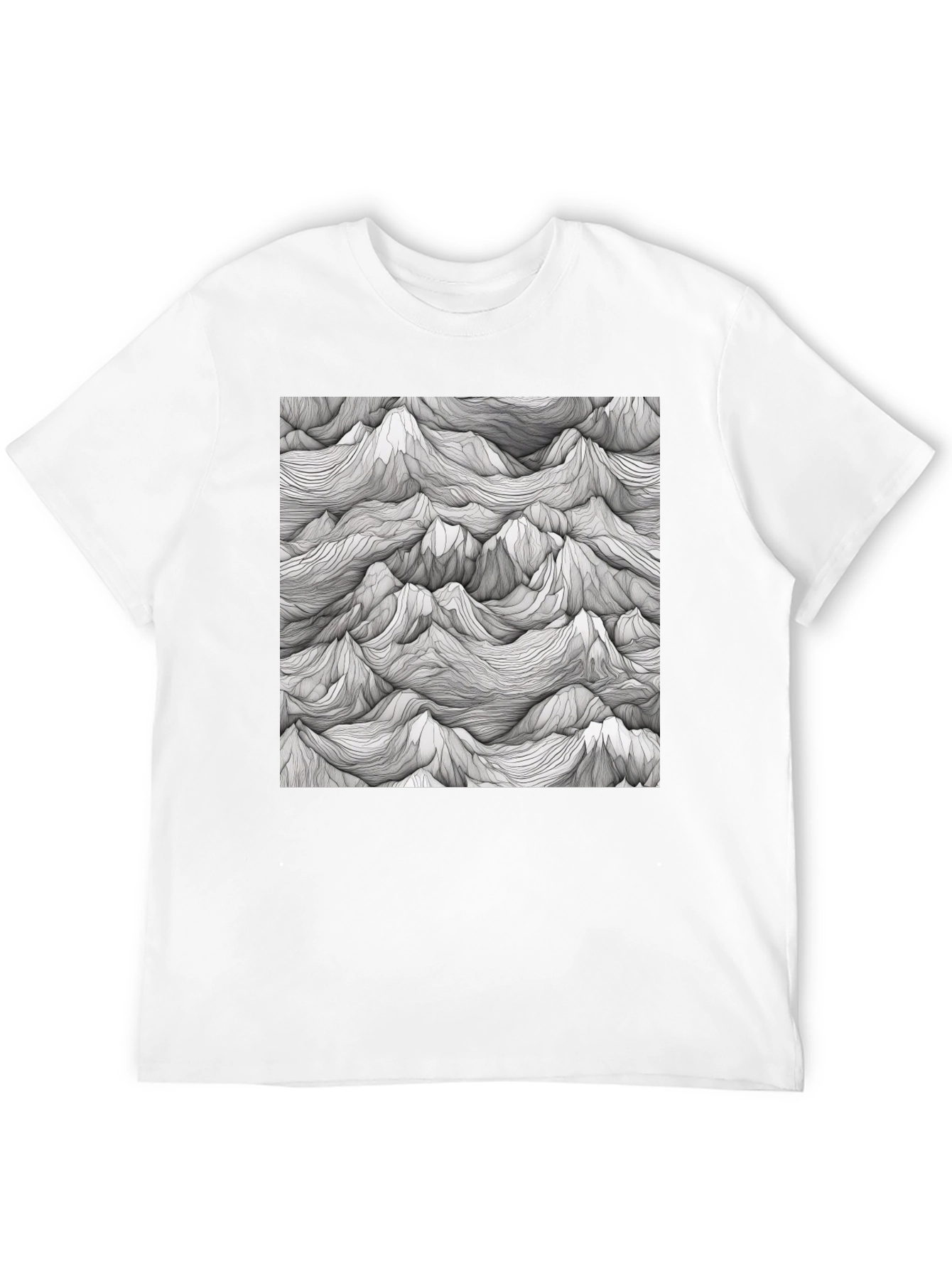 Black Abstract Mountainscape Tee - Graphic Print T-Shirt view 12