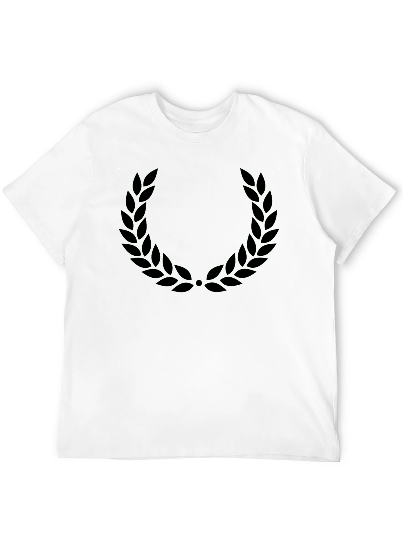 Black Men's Black T-Shirt with Laurel Wreath Design view 12