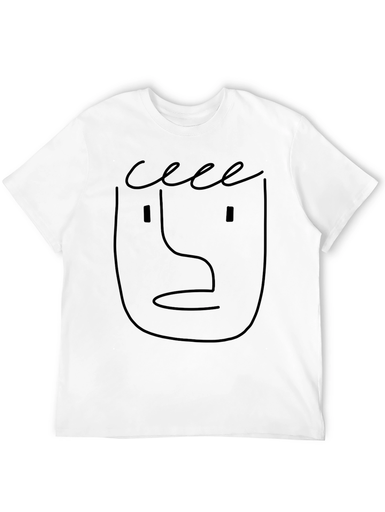 Black Minimalist Face Graphic Tee - Black Cotton T-Shirt view 12