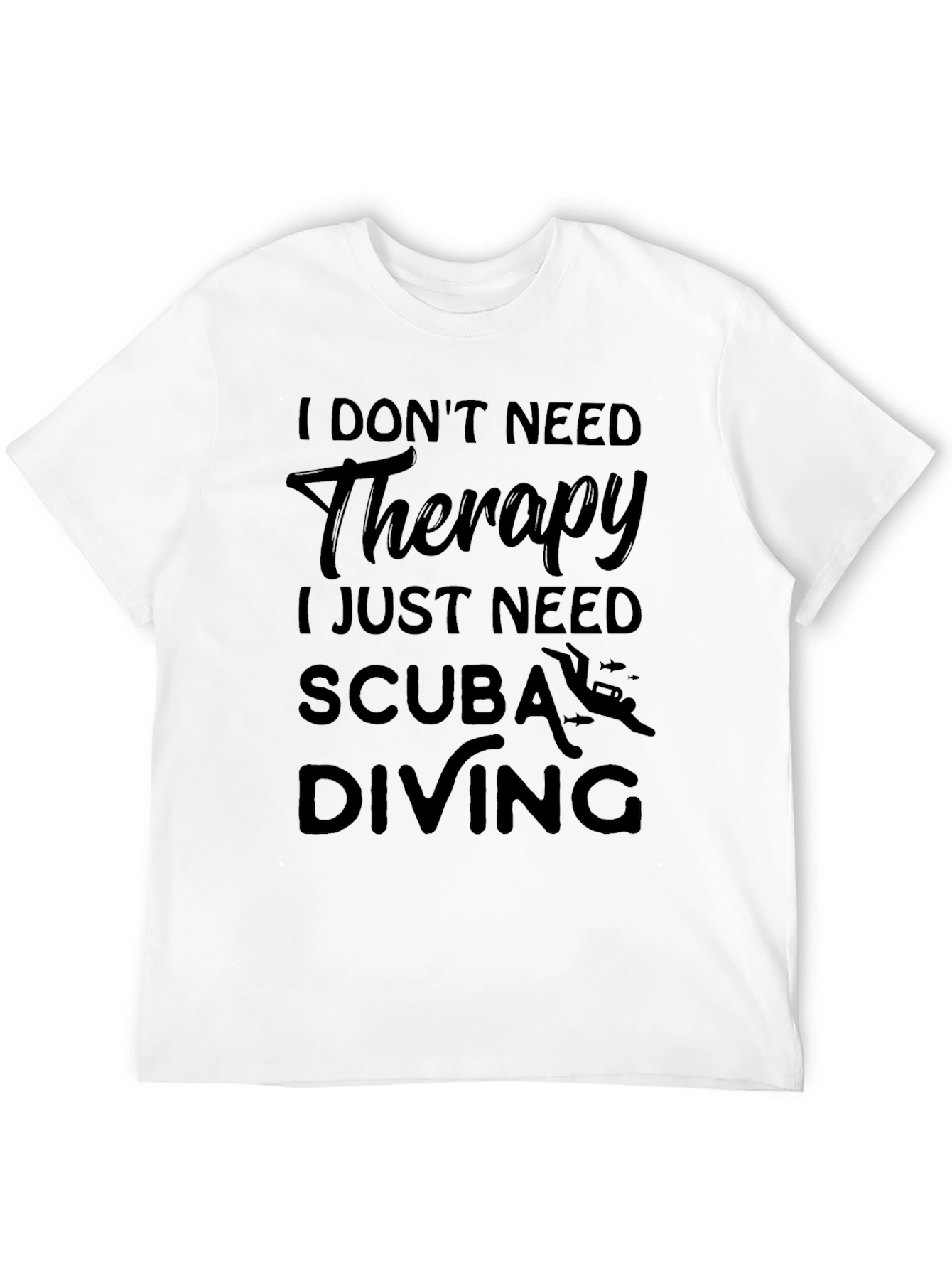 Black Scuba Diving Therapy T-Shirt, Diver Gift view 12