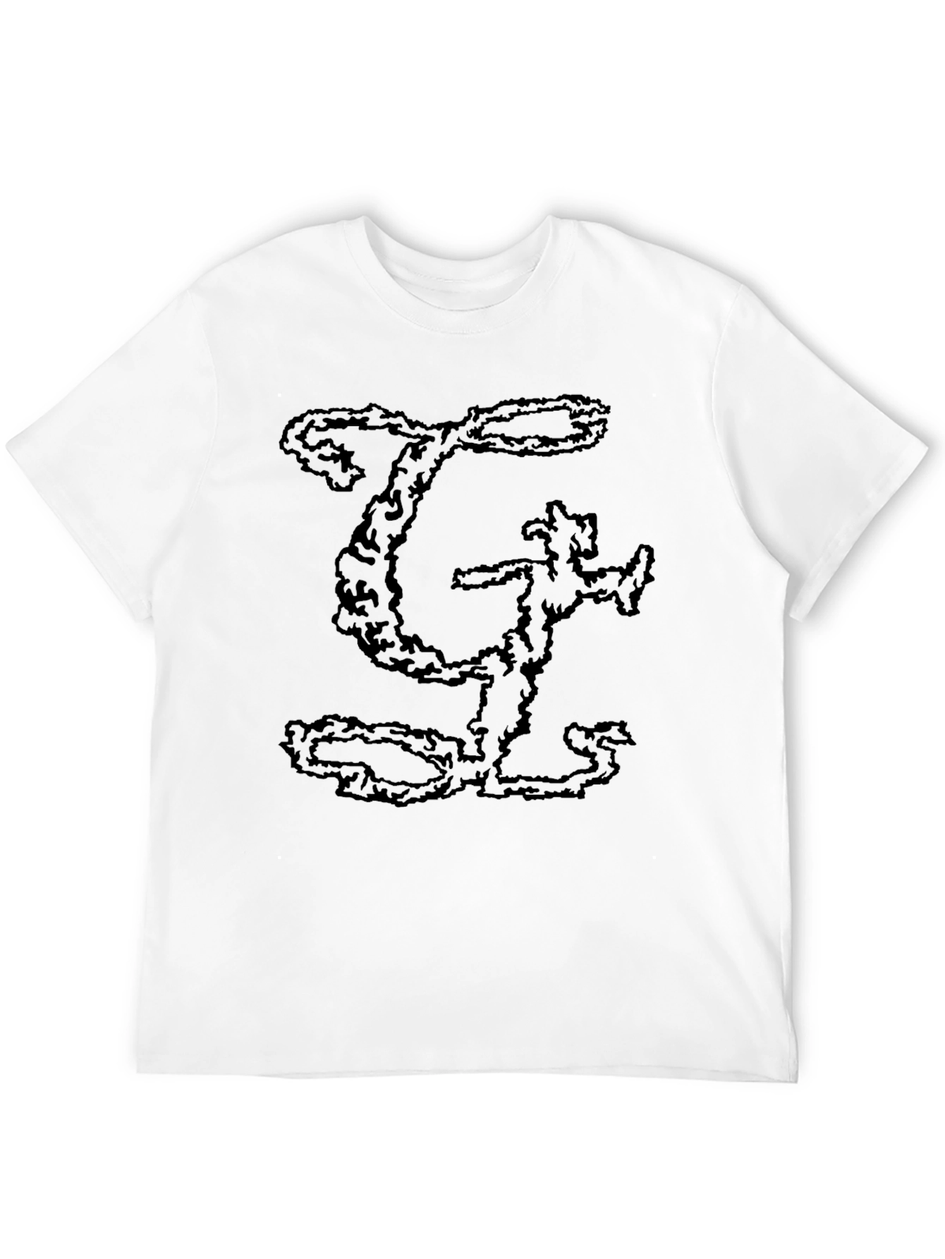 Black Black T-Shirt with Abstract Lettering view 12