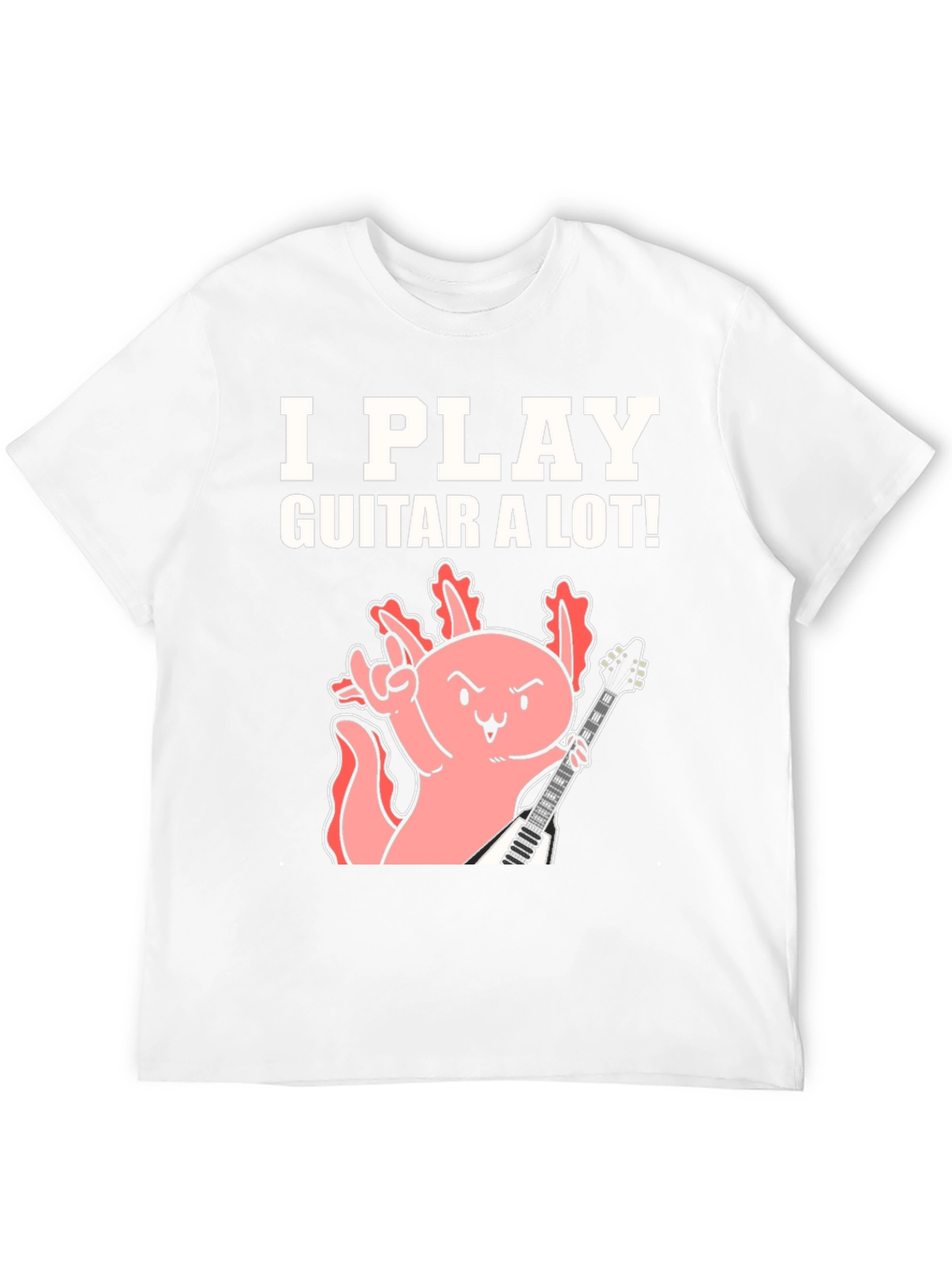 Black I Play Guitar A Lot! Axolotl Musician Graphic Tee view 12