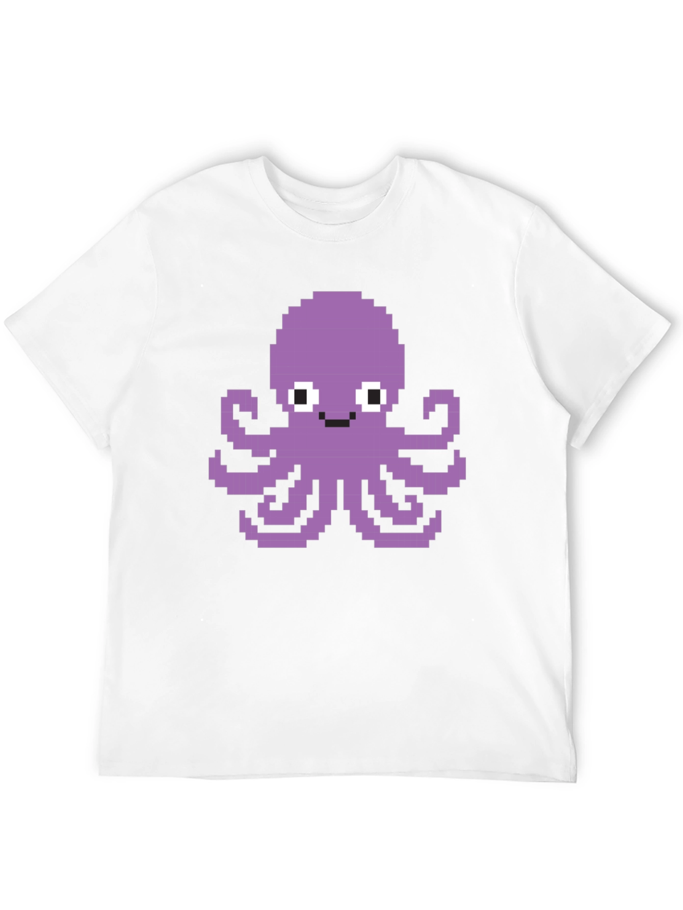 Black Pixel Octopus Graphic Tee - Black Cotton T-Shirt view 12