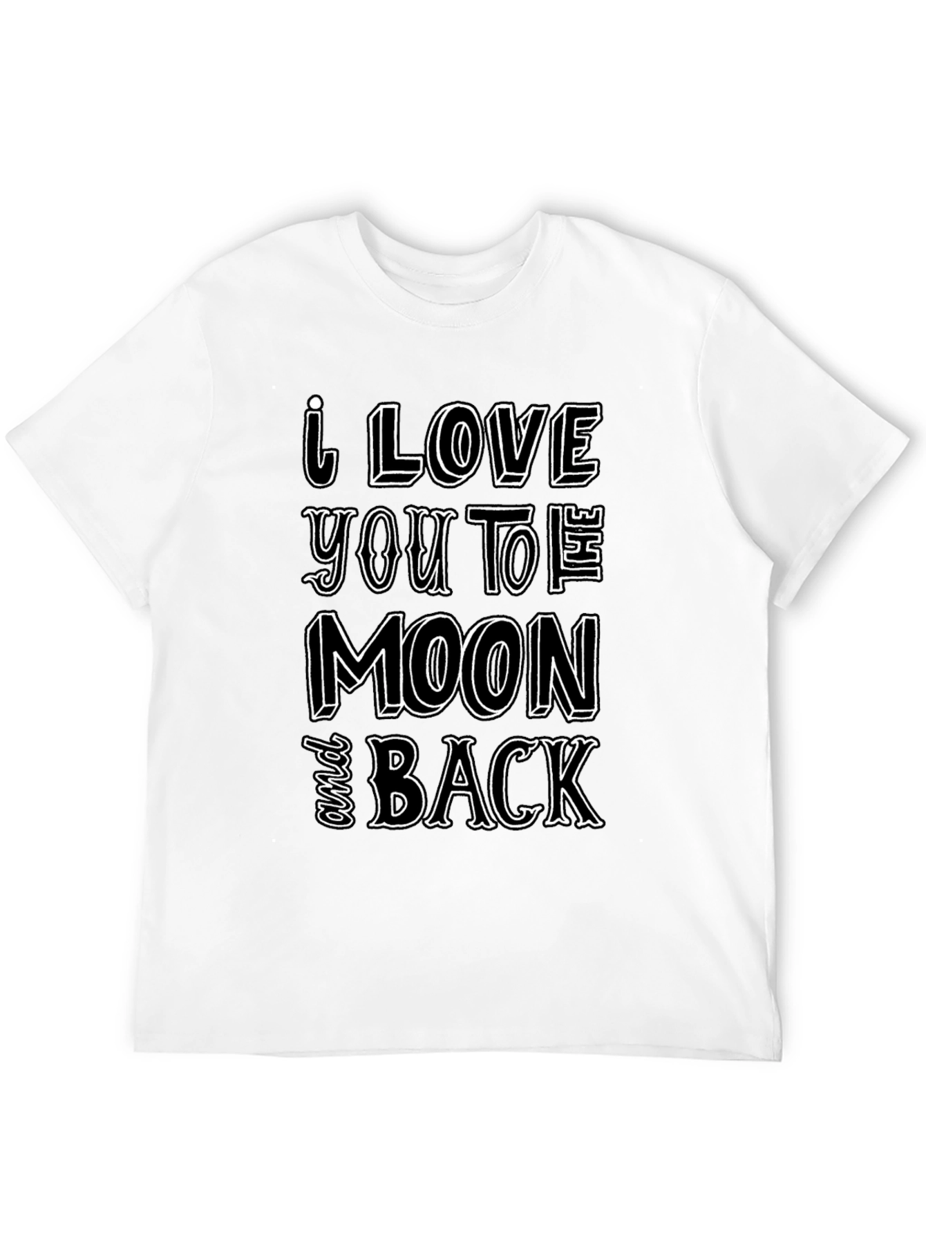 Black I Love You To The Moon and Back Black T-Shirt view 12
