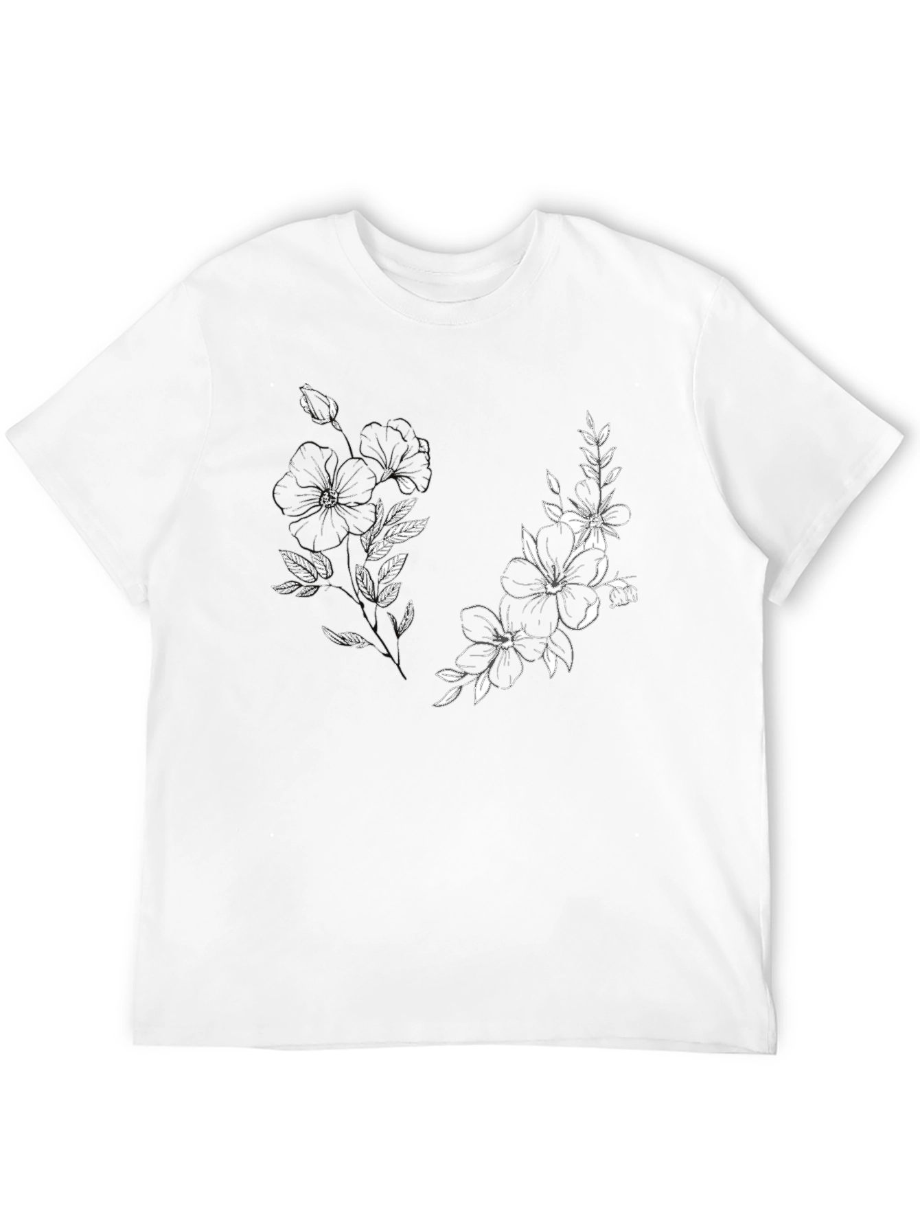 Black Floral Graphic Black Tee - Stylish & Unique view 12