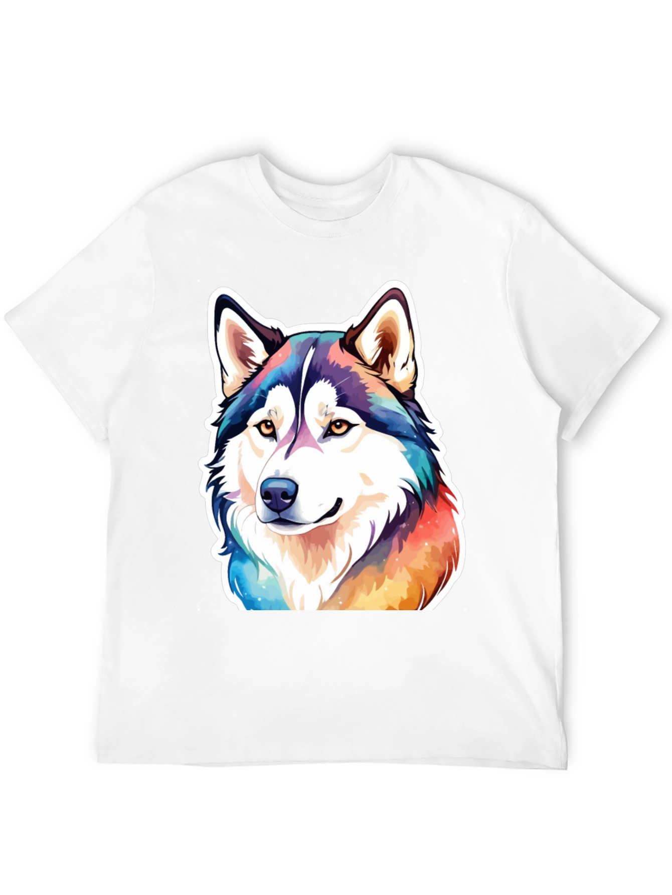 Black Husky Dog Colorful T-Shirt view 12