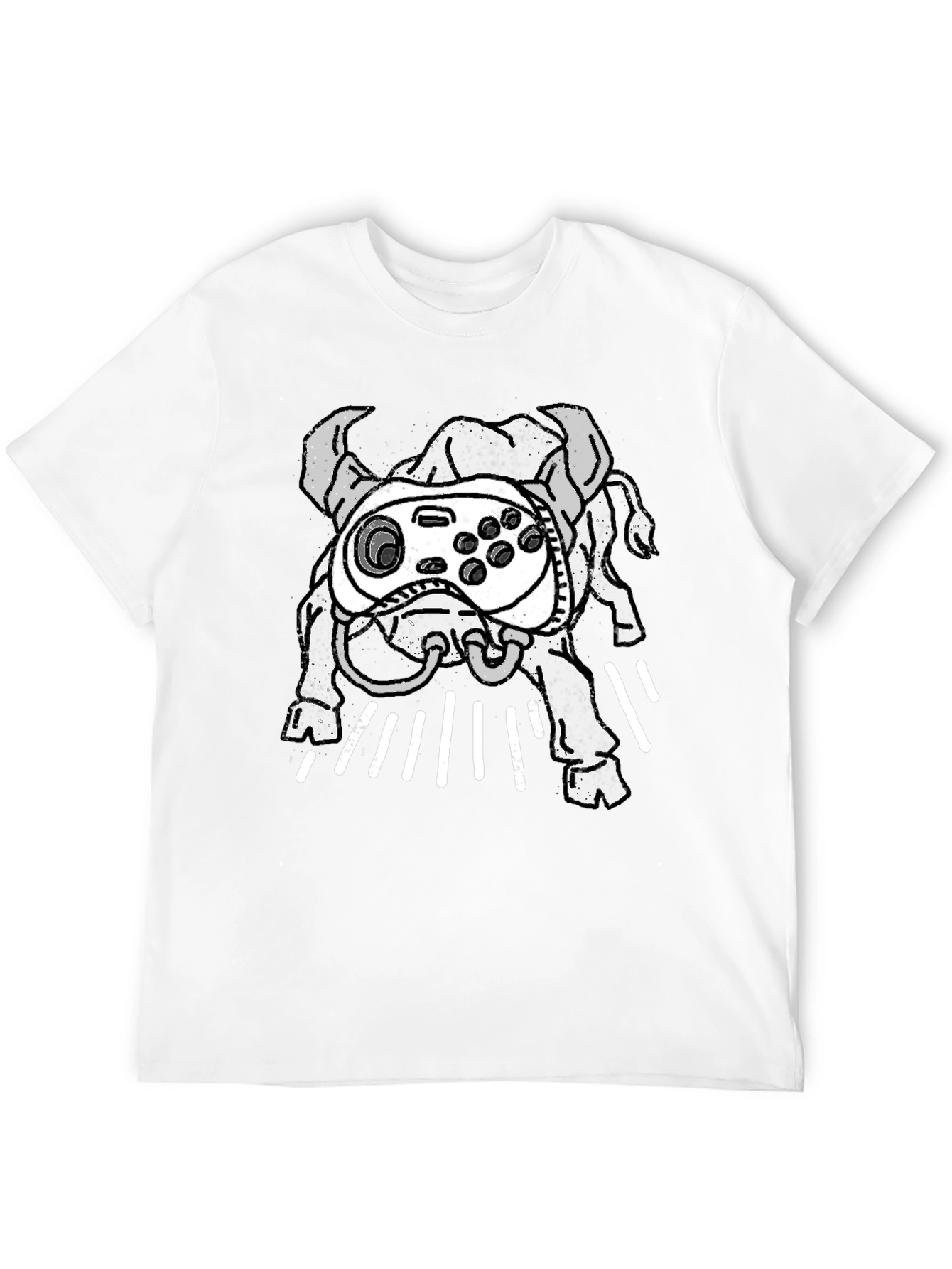 Black Gamer Bull Graphic Tee - Black Cotton Blend T-Shirt view 12