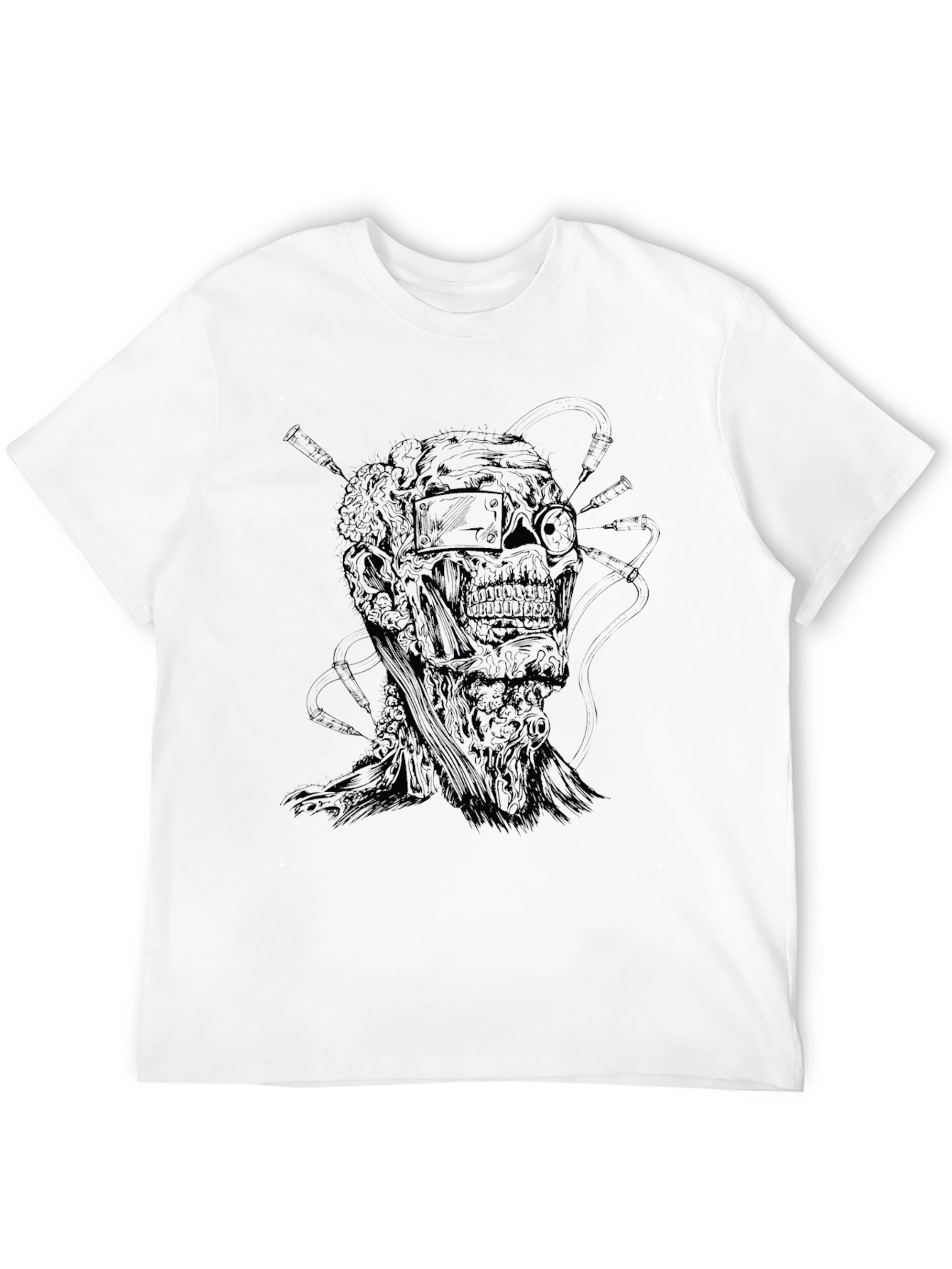 Black Edgy Graphic Print T-Shirt - Dark Aesthetic Design view 12