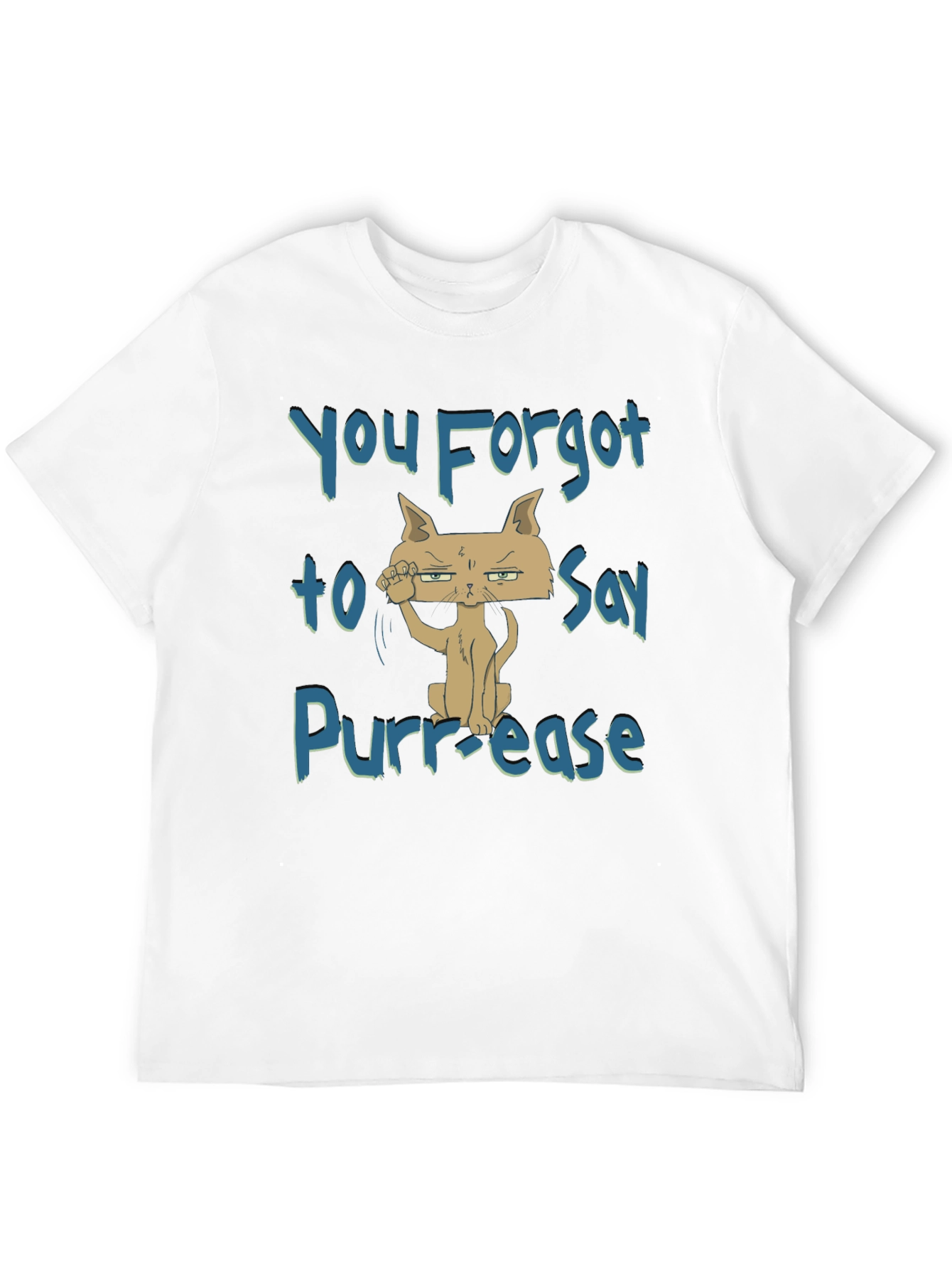 Black Funny Cat T-Shirt: You Forgot to Say Purr-ease! view 12