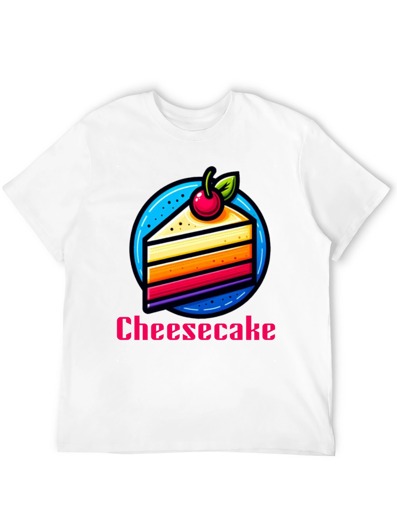 Black Cheesecake Slice Graphic T-Shirt - Fun Dessert Tee view 12