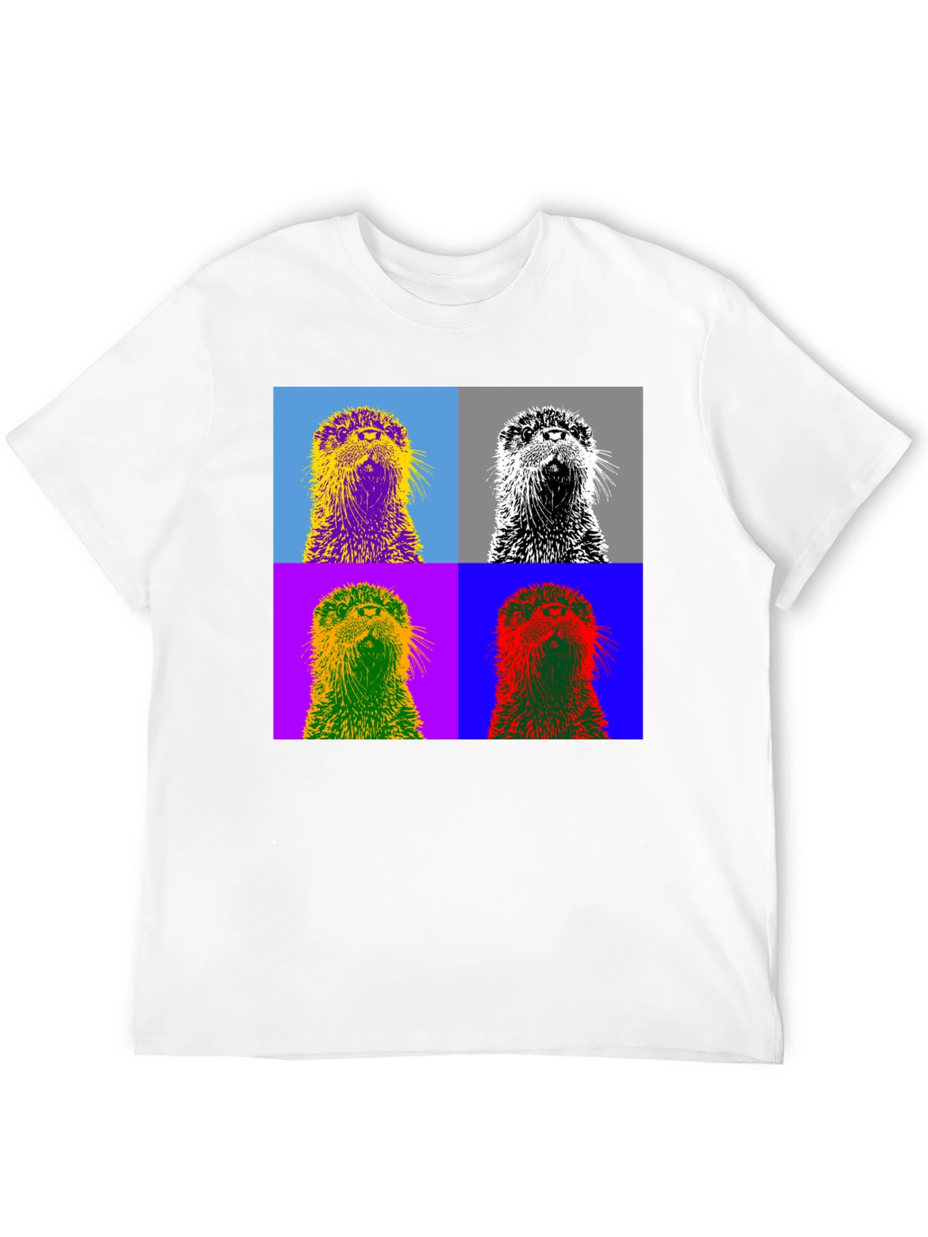 Black Pop Art Otter Graphic Tee - Black Cotton T-Shirt view 12