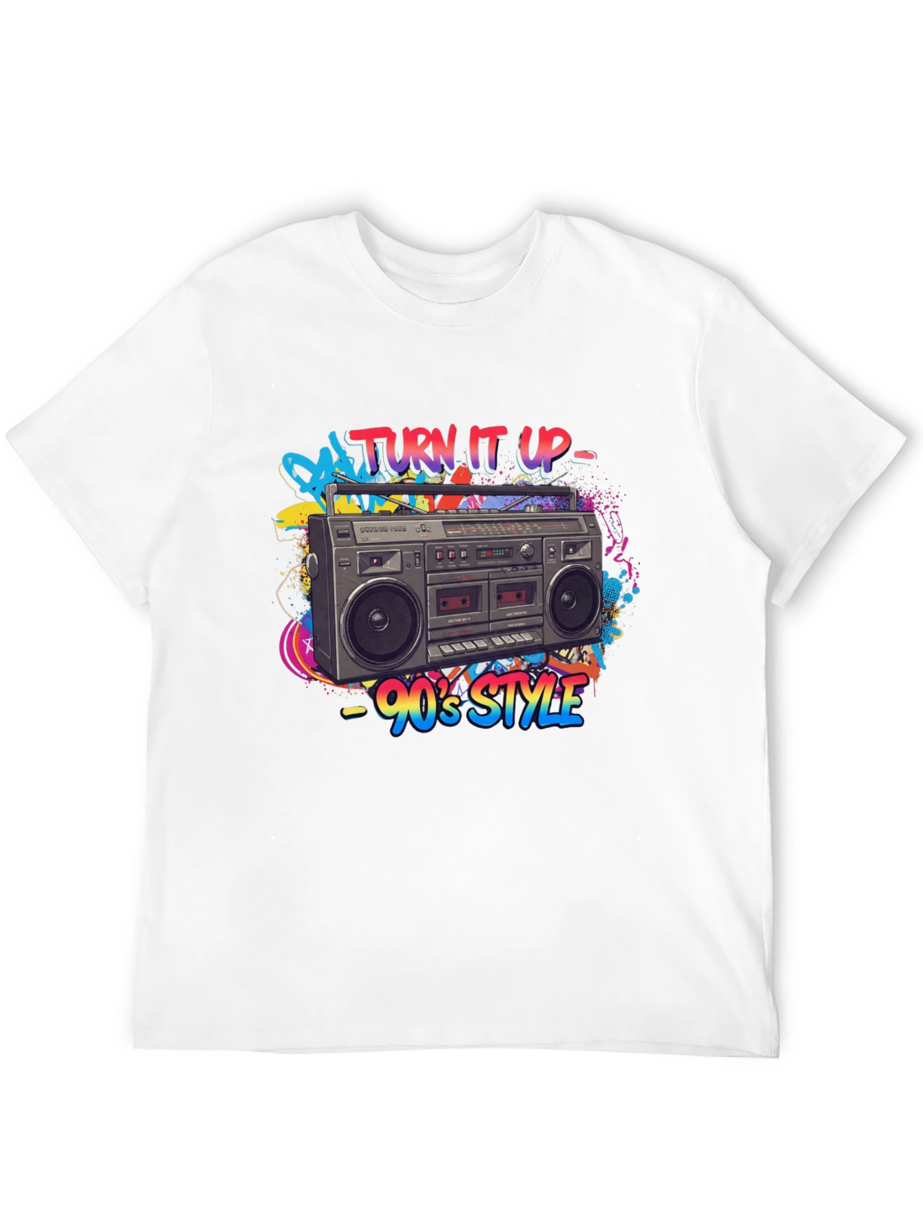 Black 90's Style Boombox Graphic Tee - Turn It Up! view 12