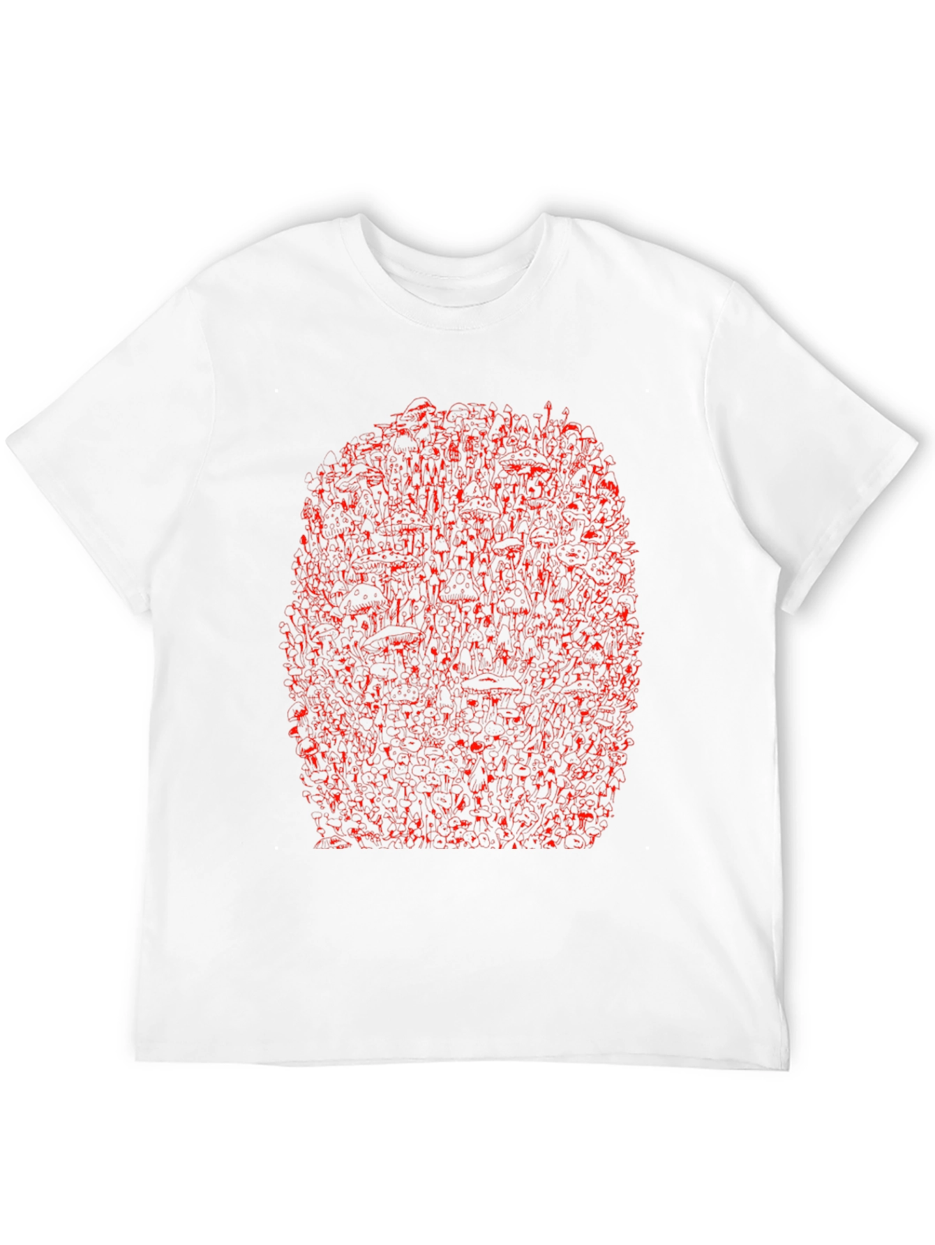 Unique Red Abstract Print Black Crewneck T-Shirt - 12