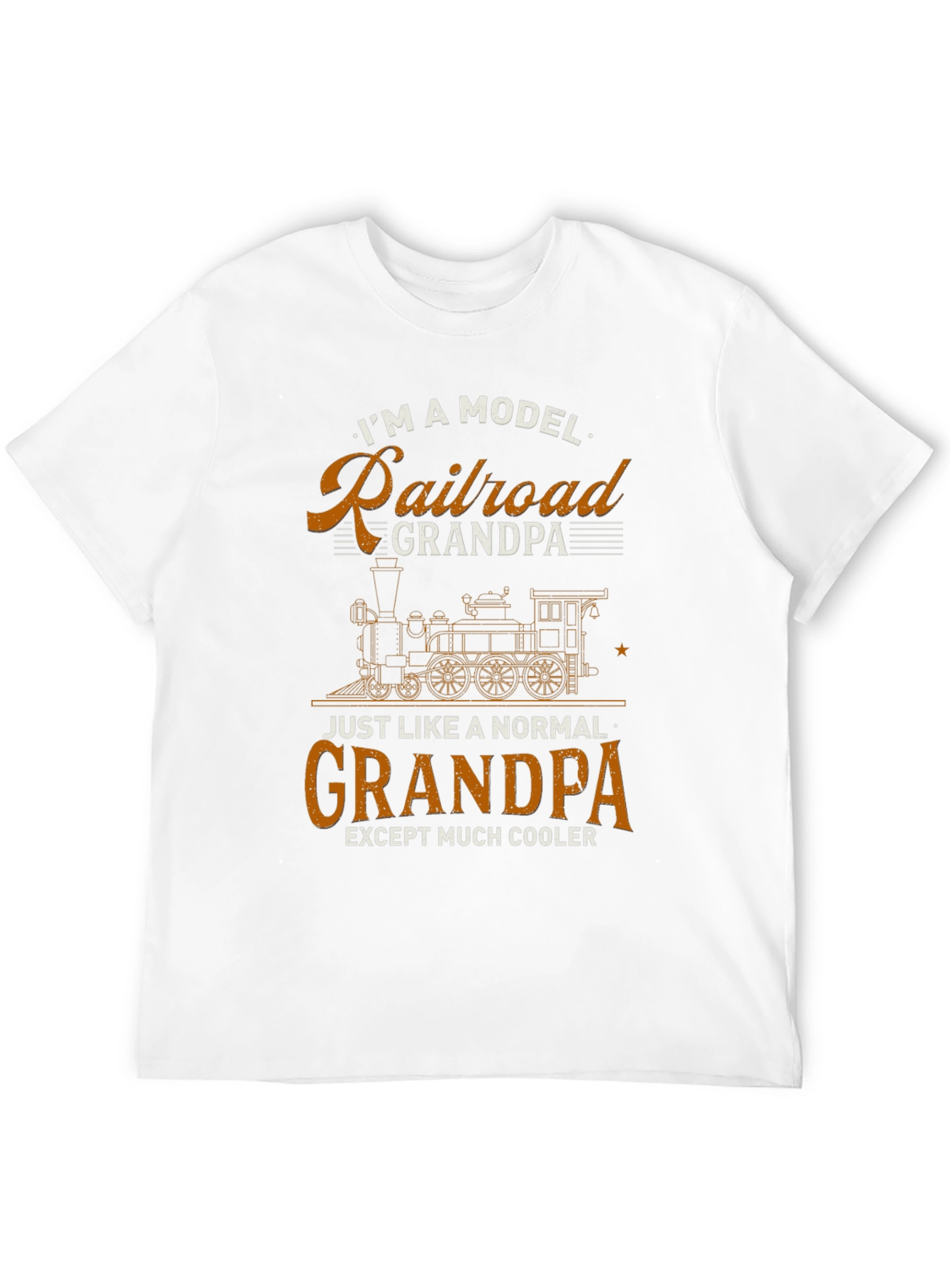 Black Model Railroad Grandpa Novelty T-Shirt view 12