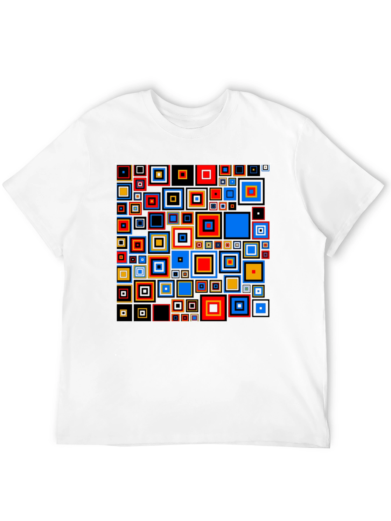 Black Geometric Squares Black Graphic Tee view 12