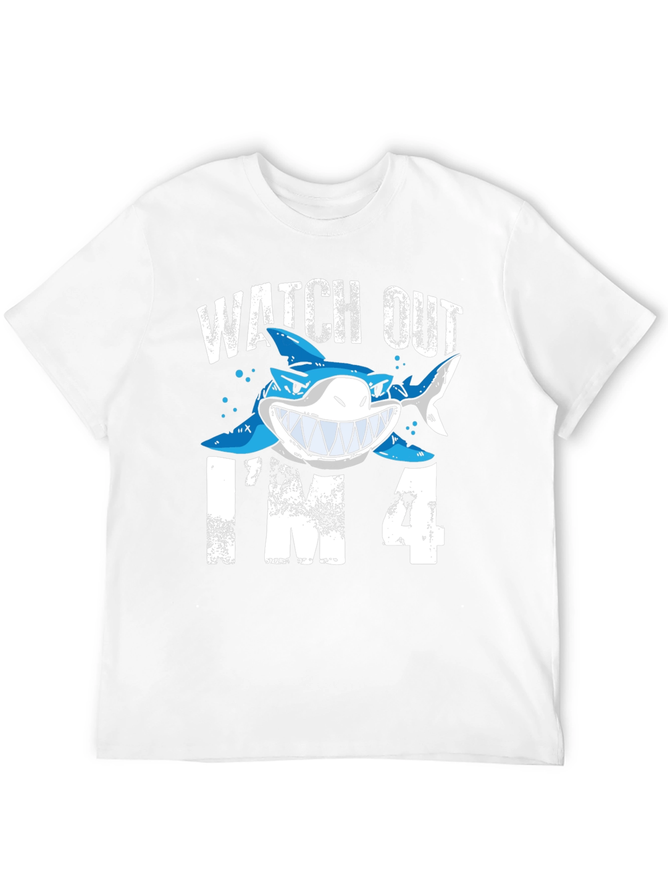 Black Watch Out I'm 4 Shark Birthday T-Shirt view 12