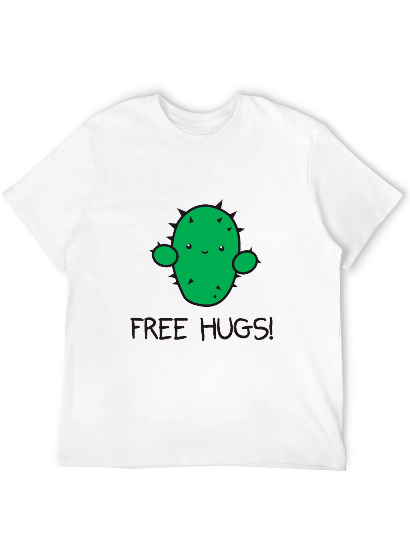 Black Cute Cactus 'Free Hugs' Graphic T-Shirt - Unisex view 12