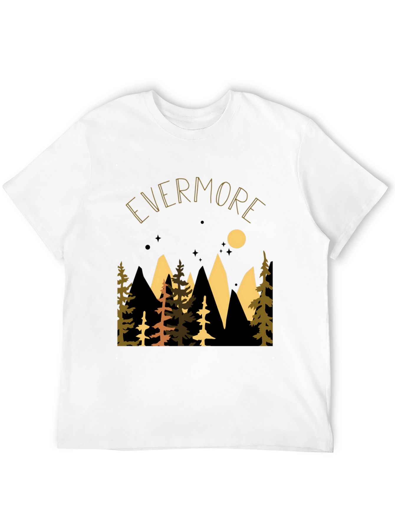 Black Evermore Forest Graphic Tee - Nature Inspired Unisex T-Shirt view 12