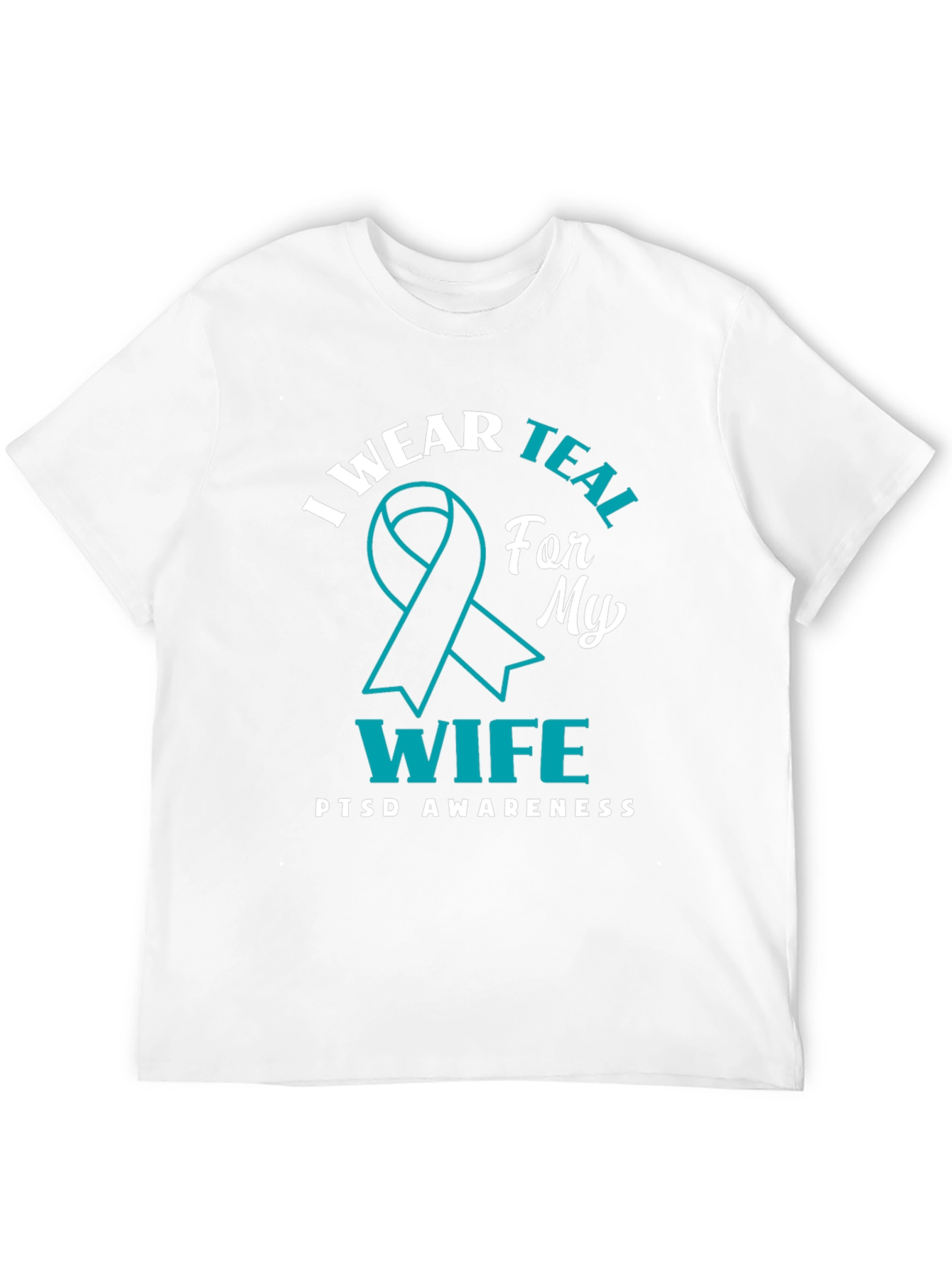 Black PTSD Awareness T-Shirt: I Wear Teal For My Wife view 12