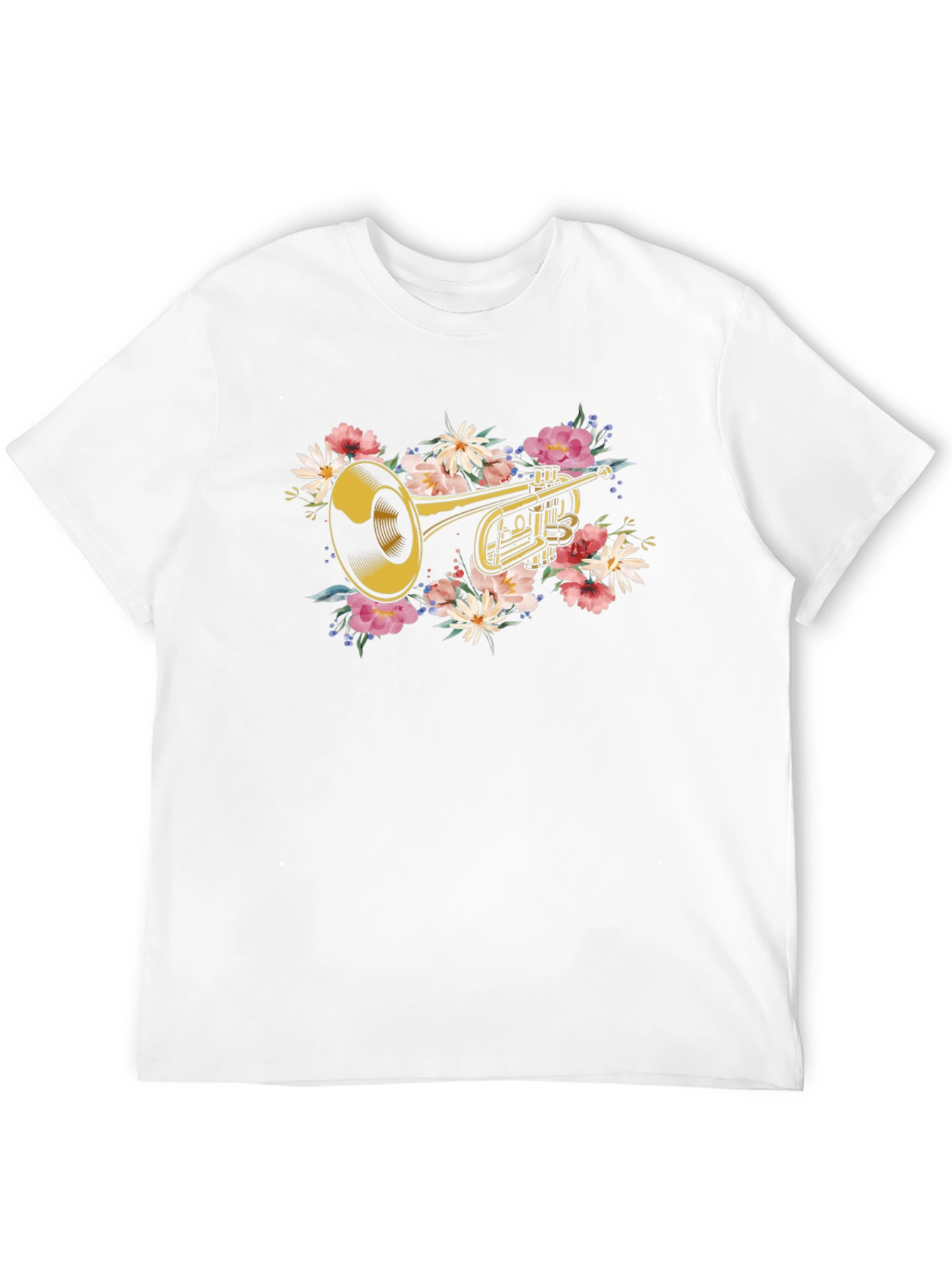 Black Floral Trumpet Graphic T-Shirt - Music Lover Tee view 12