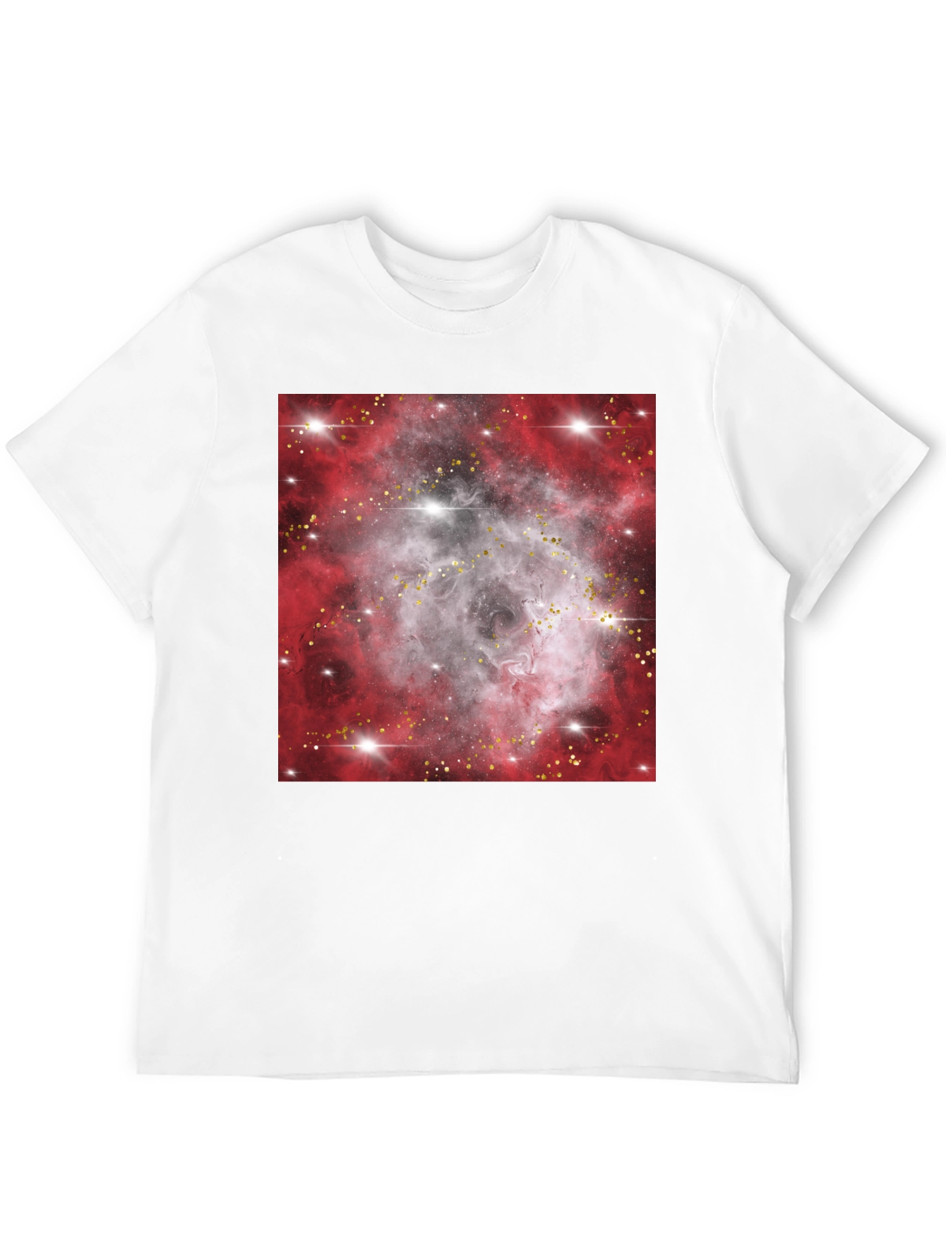 Black Galaxy Nebula Print Black T-Shirt view 12