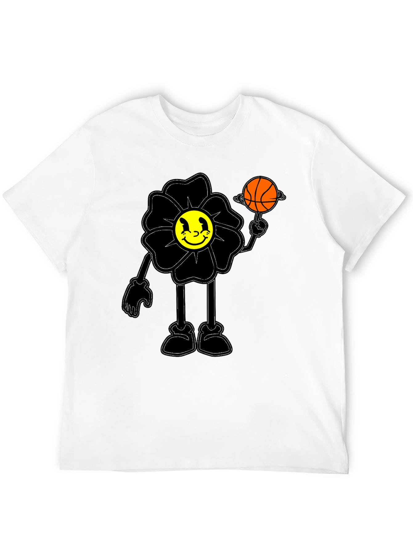 Black Smiley Flower Graphic Tee - Trendy Black T-Shirt view 12